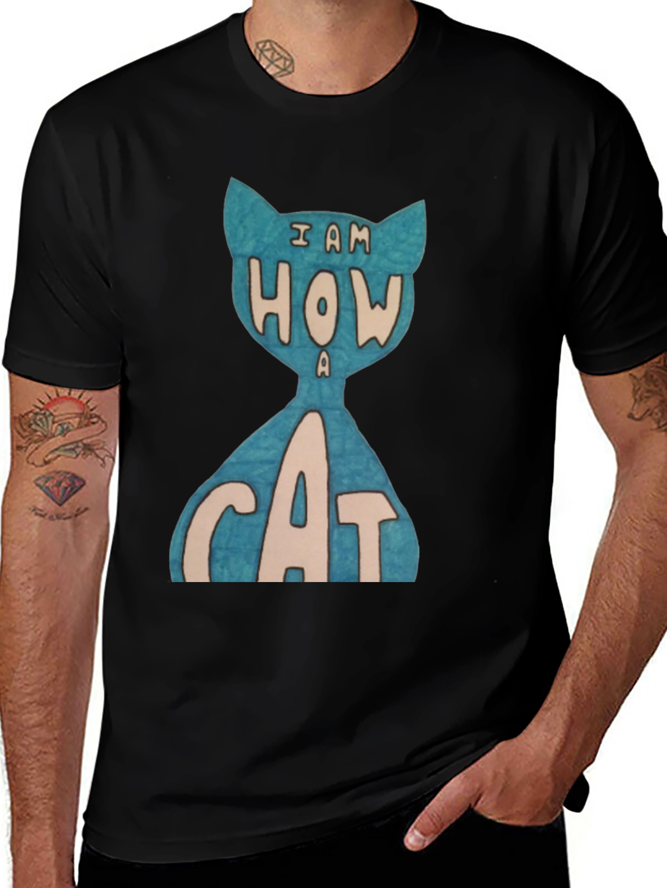 Black I Am How A Cat T-Shirt - Unique Graphic Tee main image