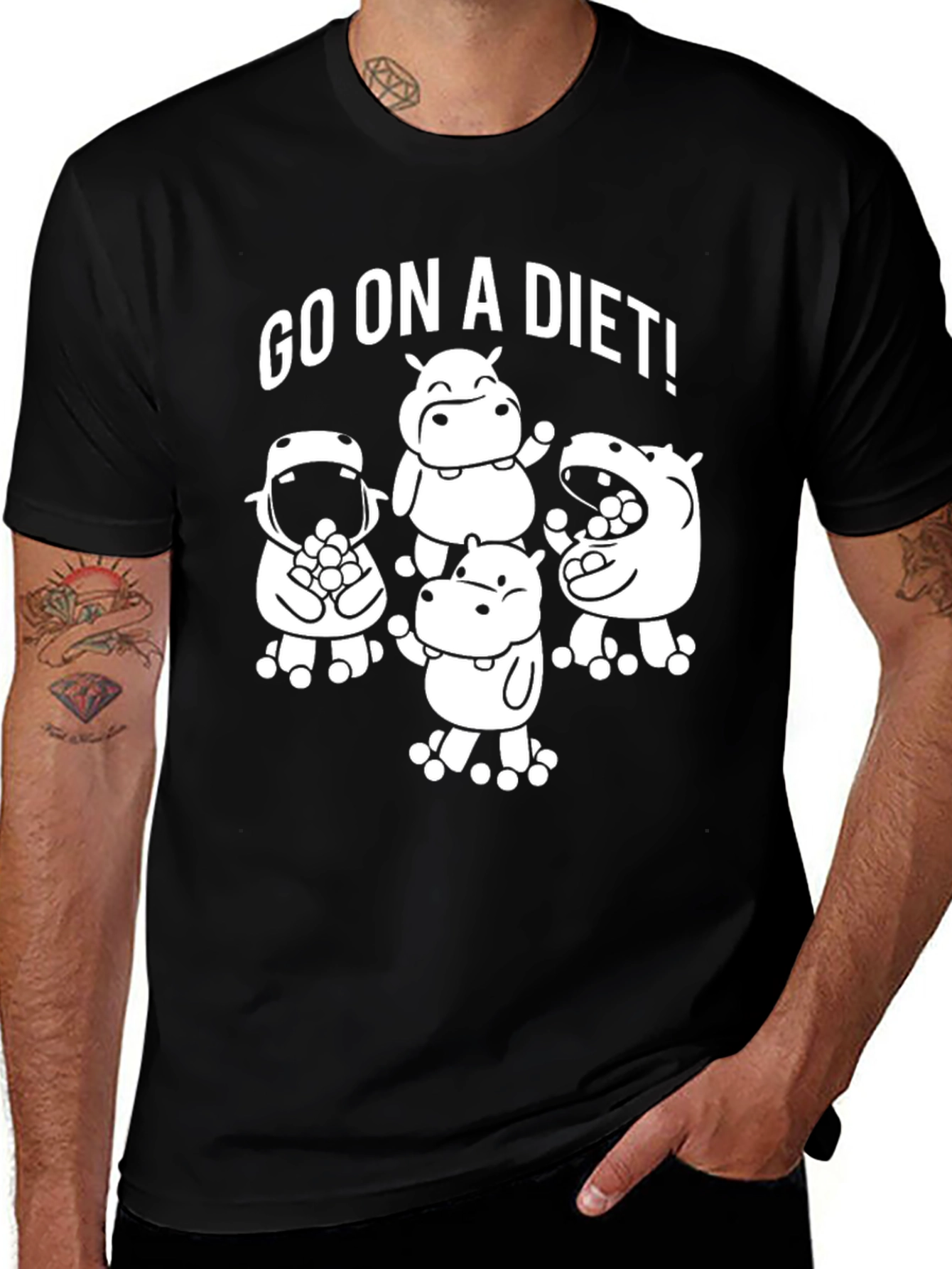 Variant 13 of Go On a Diet Hippo Graphic Tee
