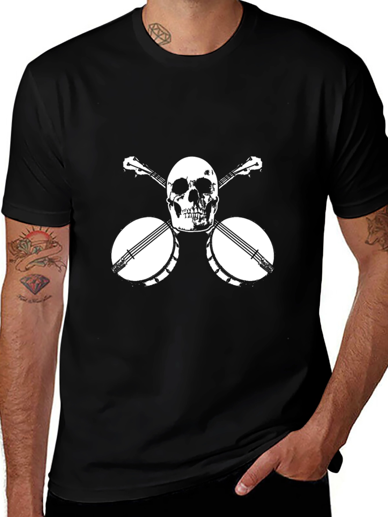 Variant 25 of Skull & Banjo Graphic Tee - Black