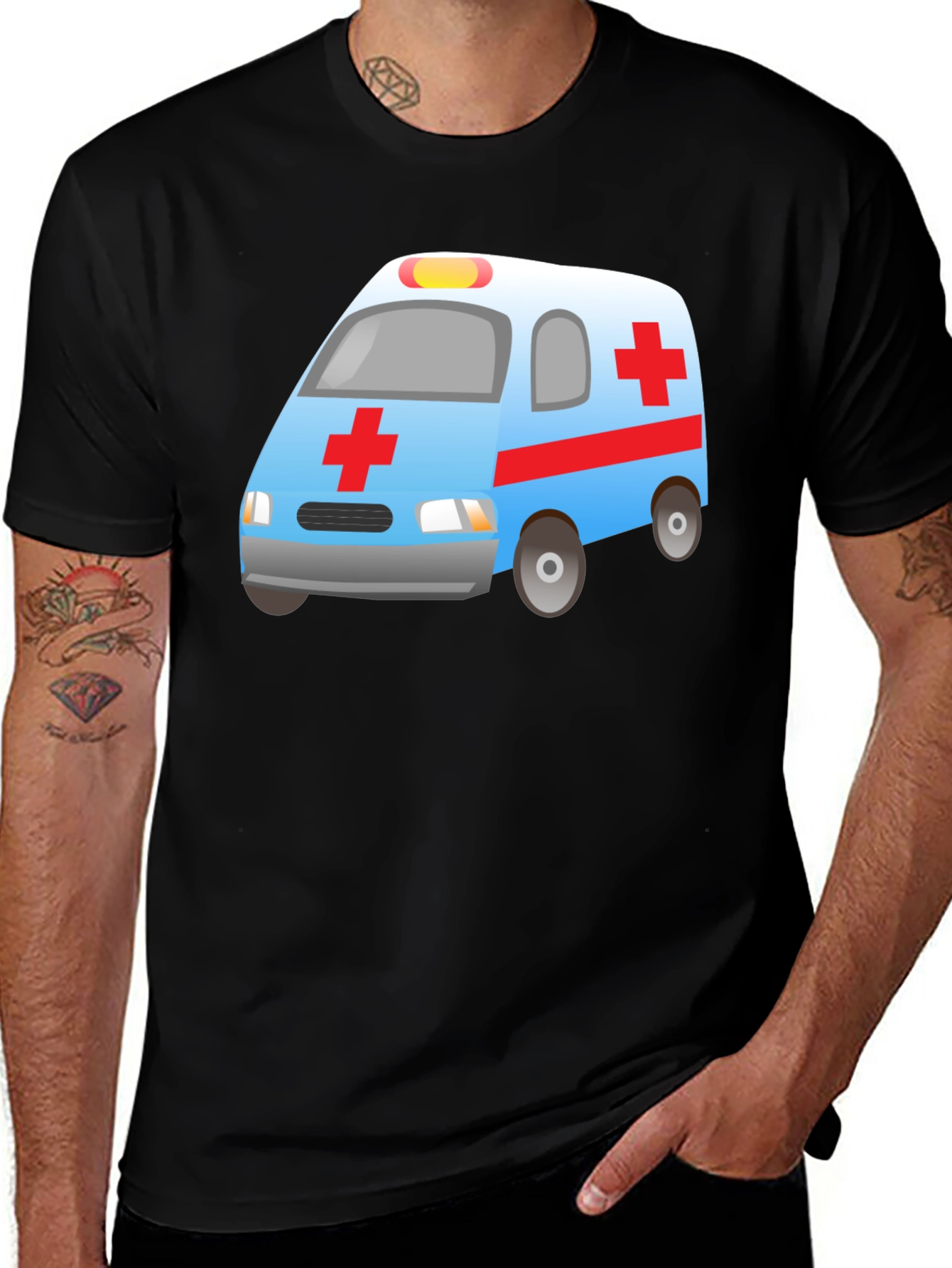 Variant 5 of Ambulance Graphic Tee - Black Unisex Shirt