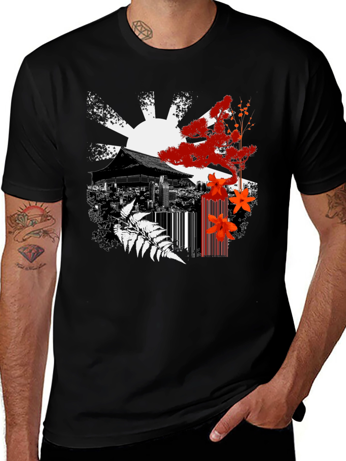 Variant 20 of Graphic Black T-Shirt - Japanese Inspired Art