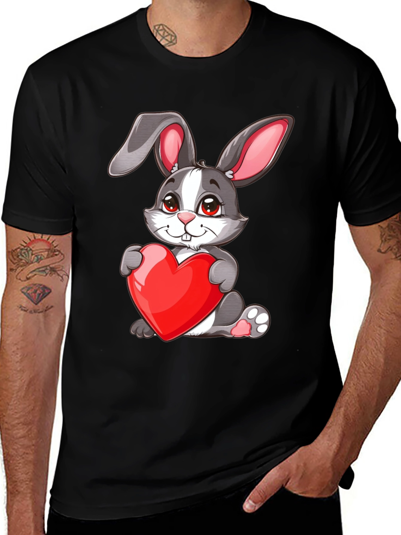 Variant 6 of Cute Bunny with Heart T-Shirt - Valentine's Day