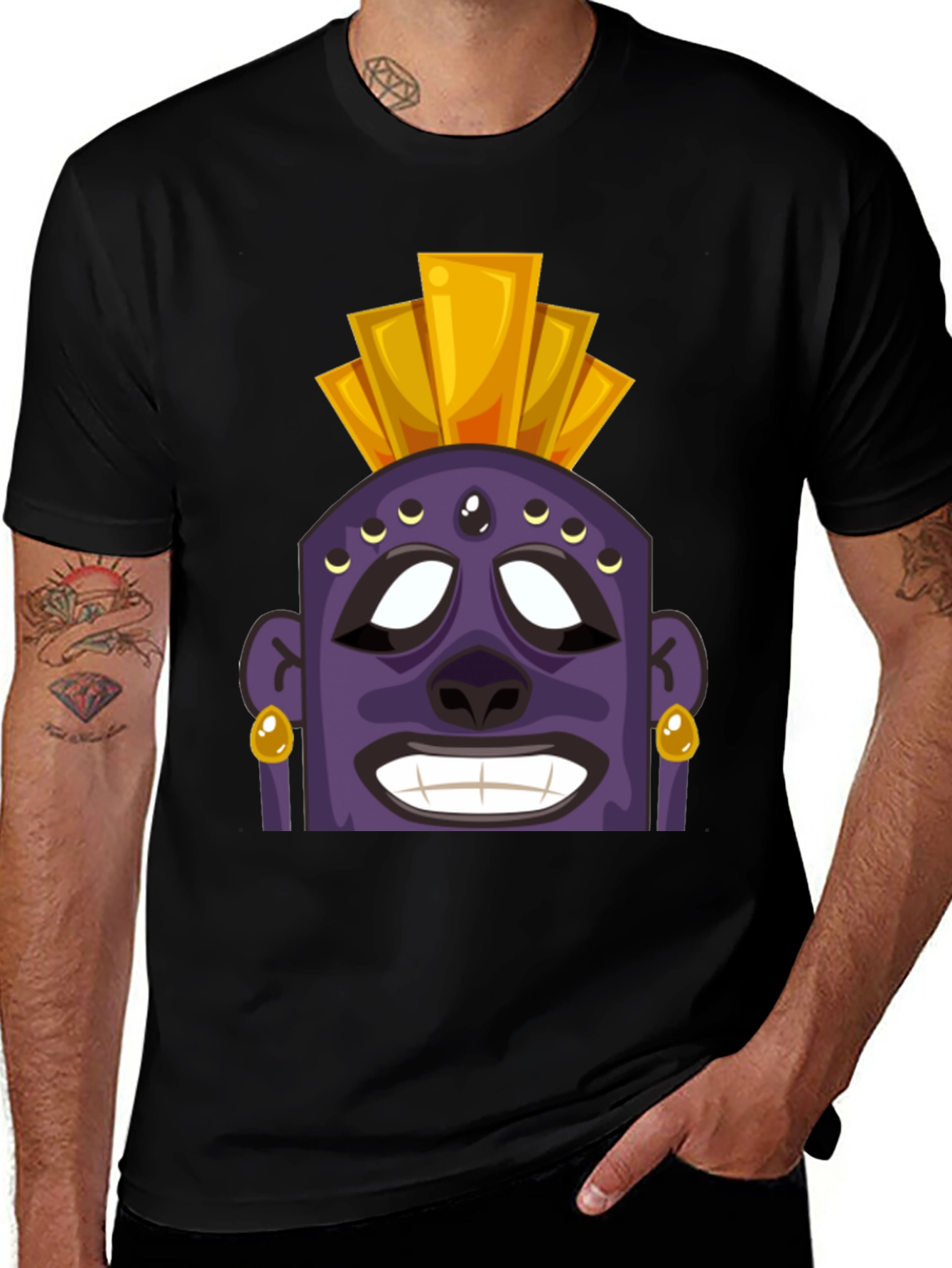 Variant 20 of Tiki Head Graphic T-Shirt - Black