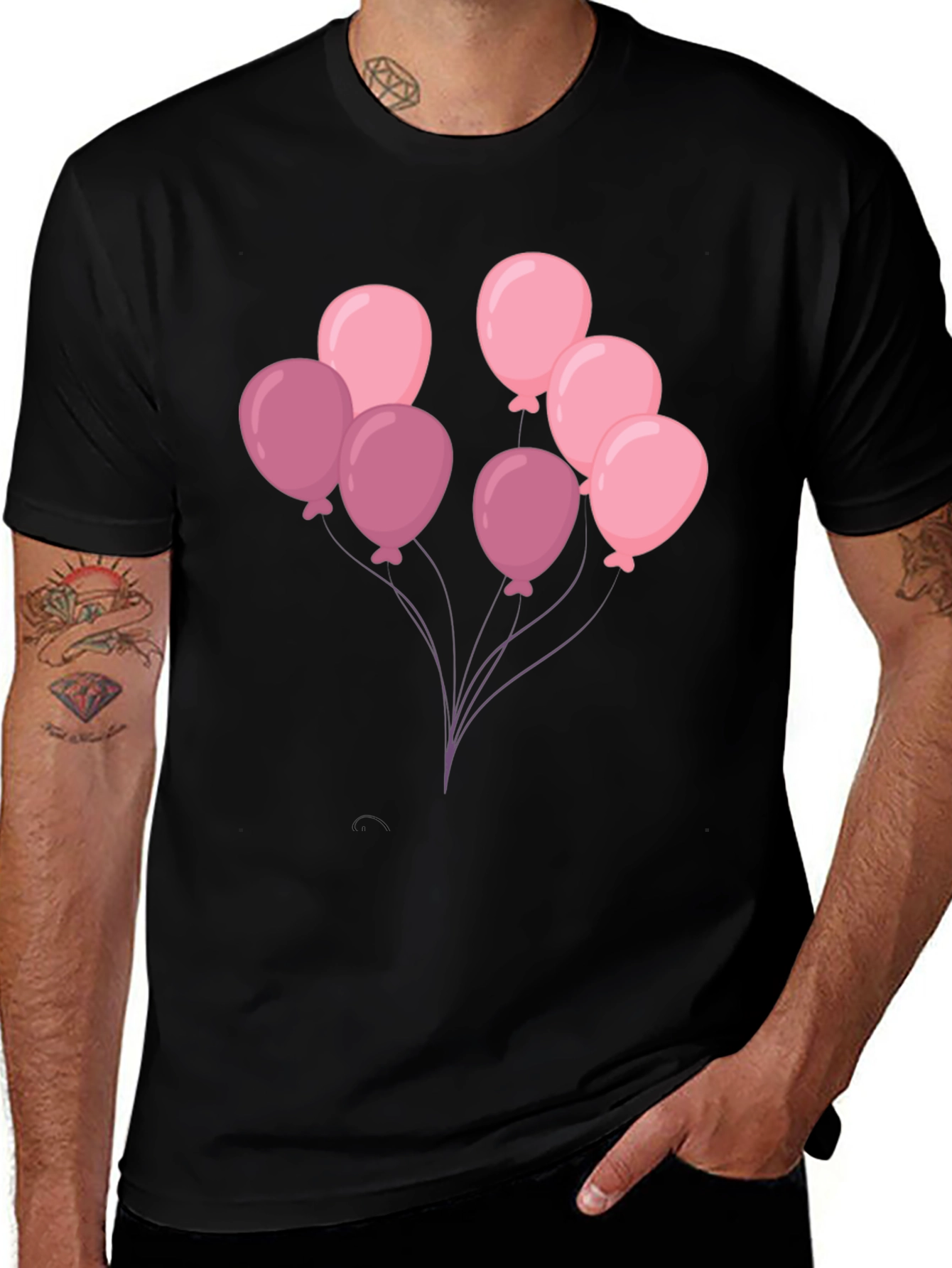 Variant 25 of Balloon Graphic Tee - Black Cotton T-Shirt