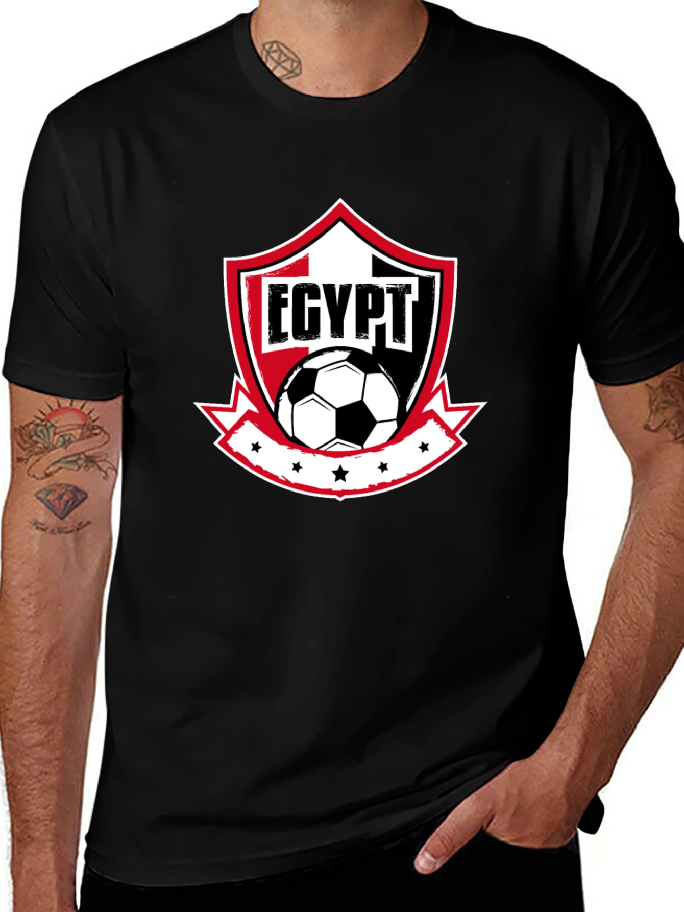 Variant 15 of Egypt Soccer T-Shirt - Black Cotton Blend