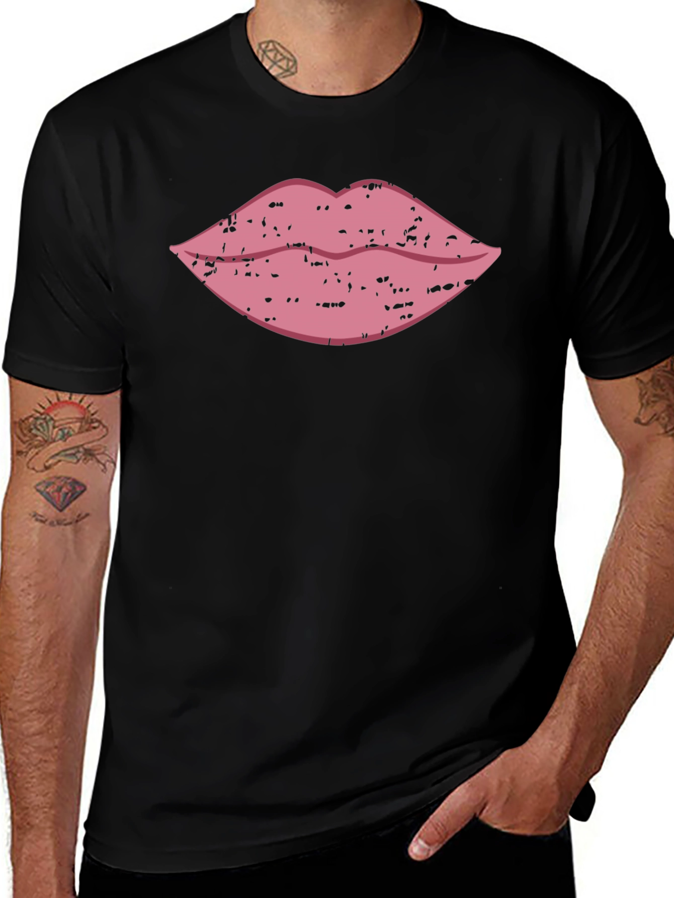 Variant 19 of Graphic Lips Black T-Shirt