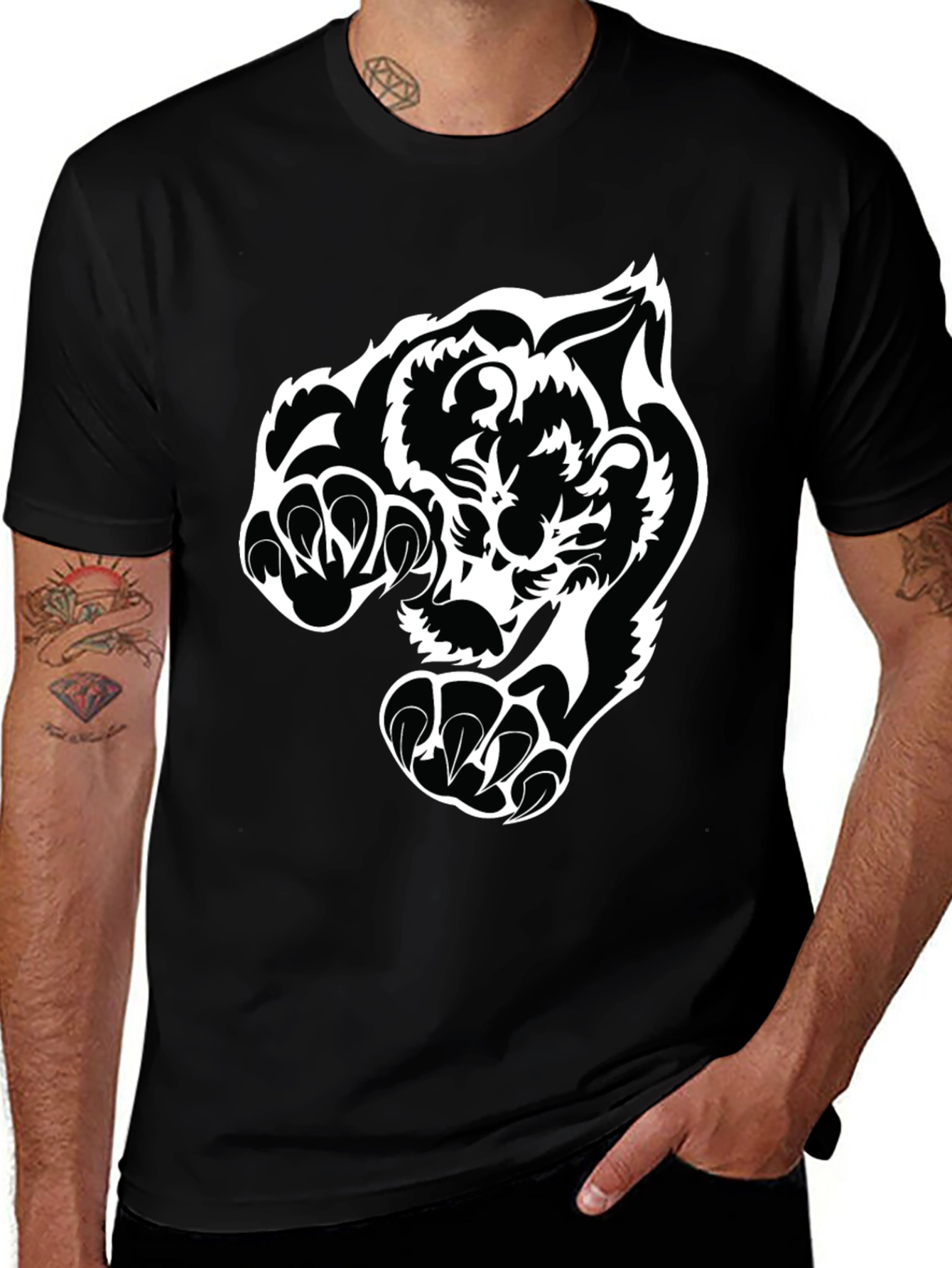 Variant 25 of Black Tiger Graphic Tee - Bold Animal Print