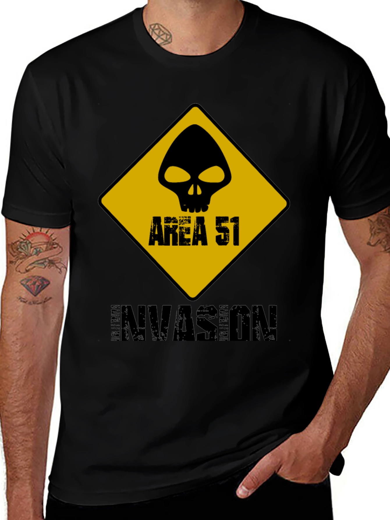 Area 51 Invasion Graphic Tee - Black Cotton T-Shirt