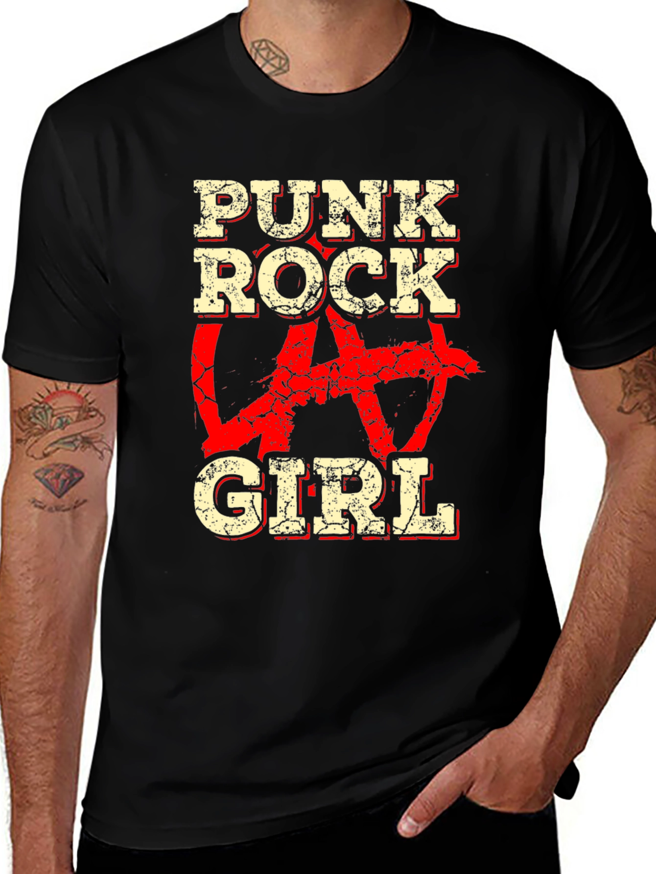 Punk Rock Girl Graphic T-Shirt - Distressed Anarchy Tee
