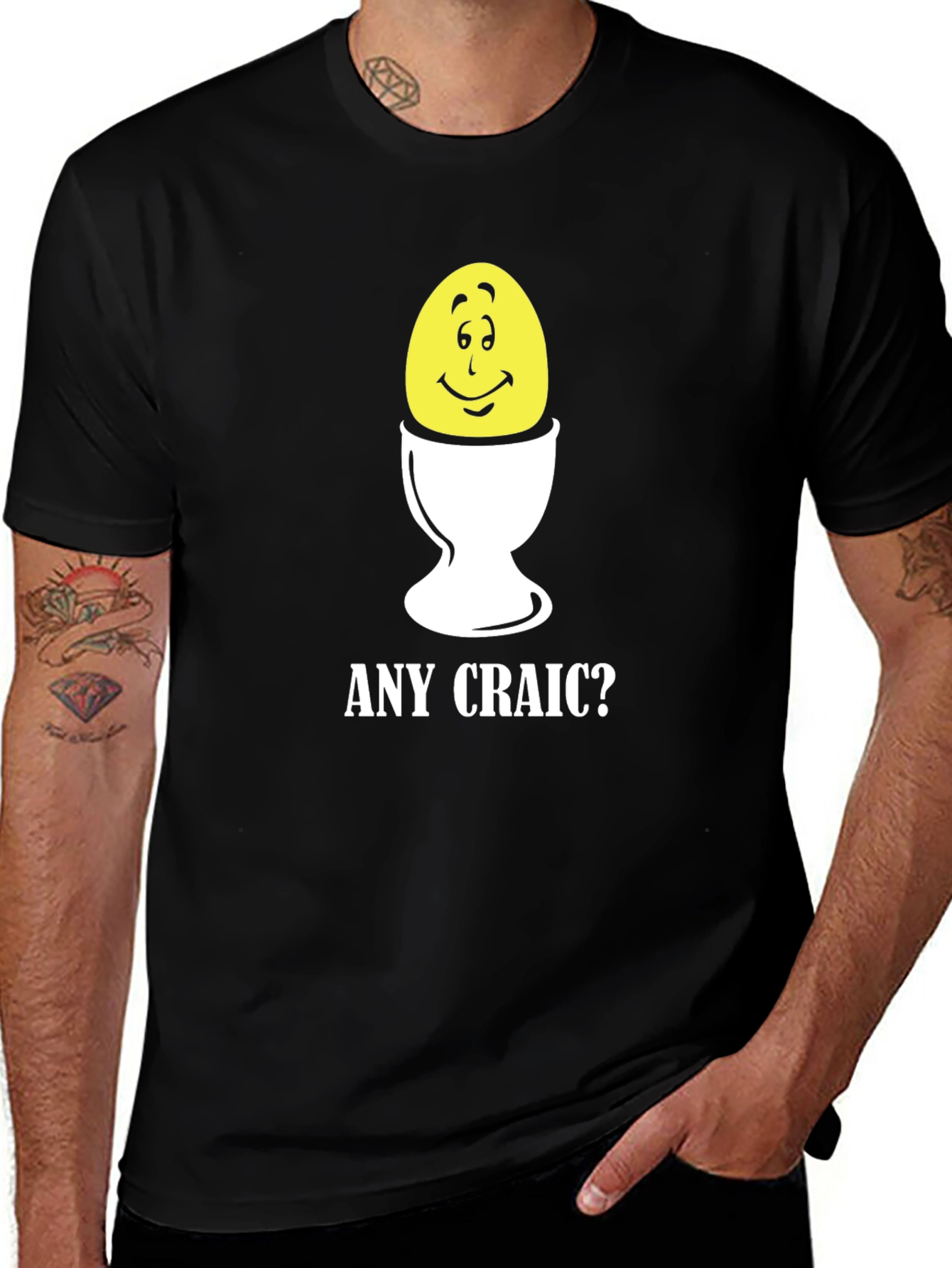 Variant 19 of Funny Egg Cup T-Shirt - Any Craic? Novelty Tee