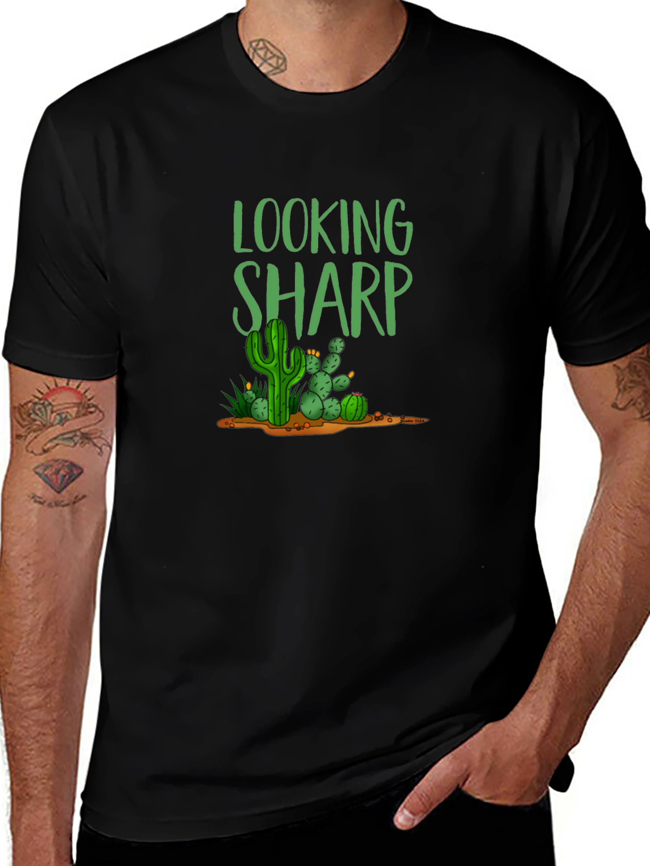 Looking Sharp Cactus T-Shirt - Black Cotton Tee