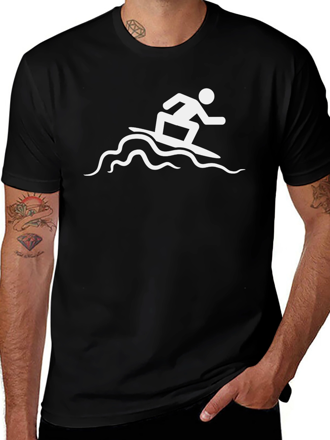 Variant 3 of Surfer Graphic Tee - Cool Black Cotton T-Shirt