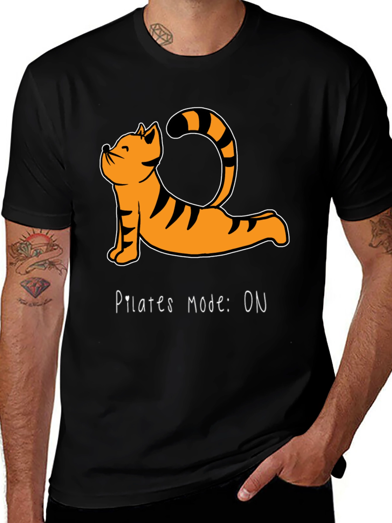 Variant 21 of Pilates Mode On T-Shirt - Yoga Cat Tee