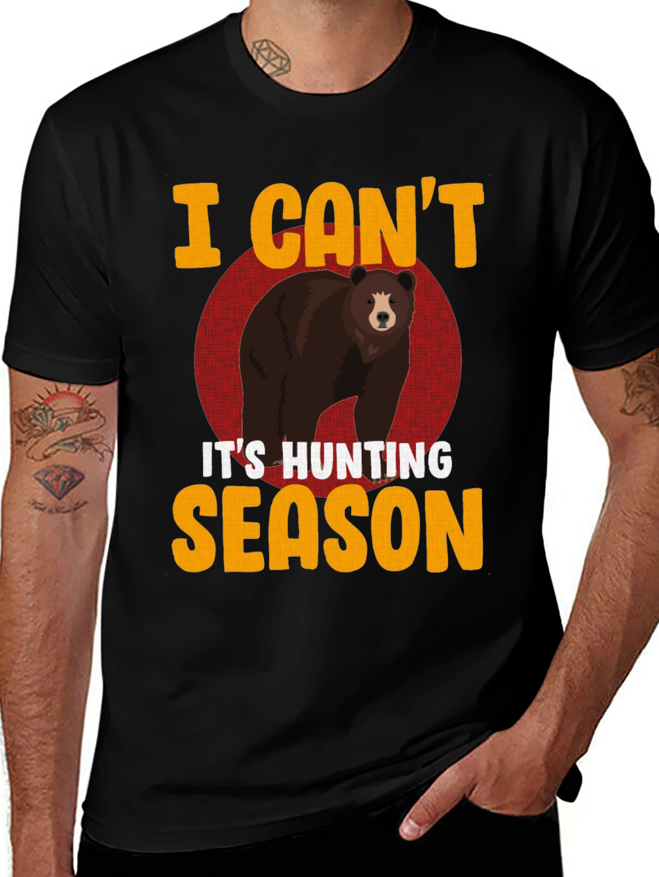 Variant 19 of Hunting Season Bear Graphic Tee - Black T-Shirt