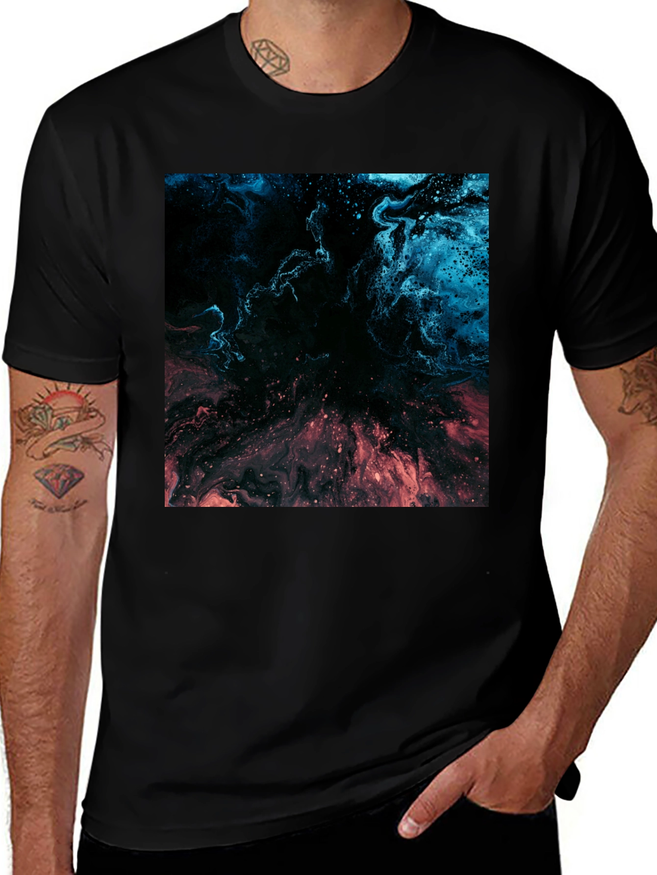 Variant 27 of Abstract Nebula Graphic Black T-Shirt