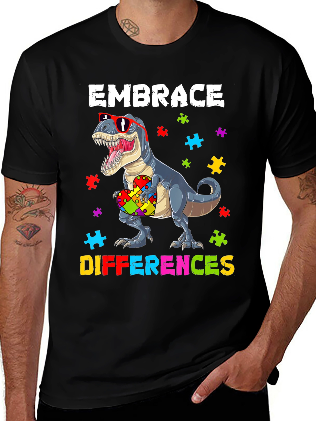 Embrace Differences T-Rex Autism Awareness Tee