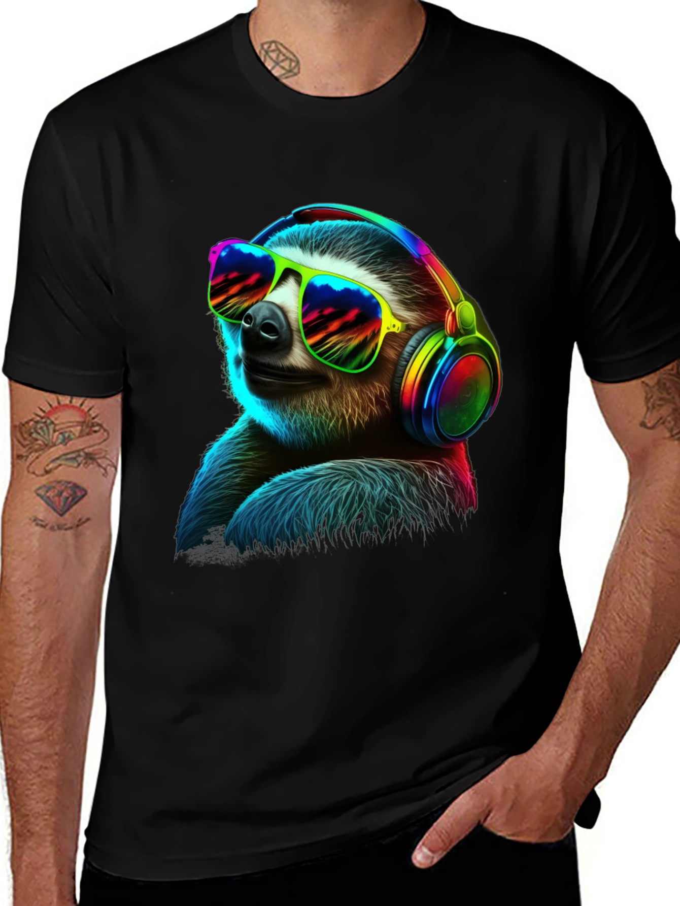 Variant 11 of Cool Sloth T-Shirt: Music Lover Style