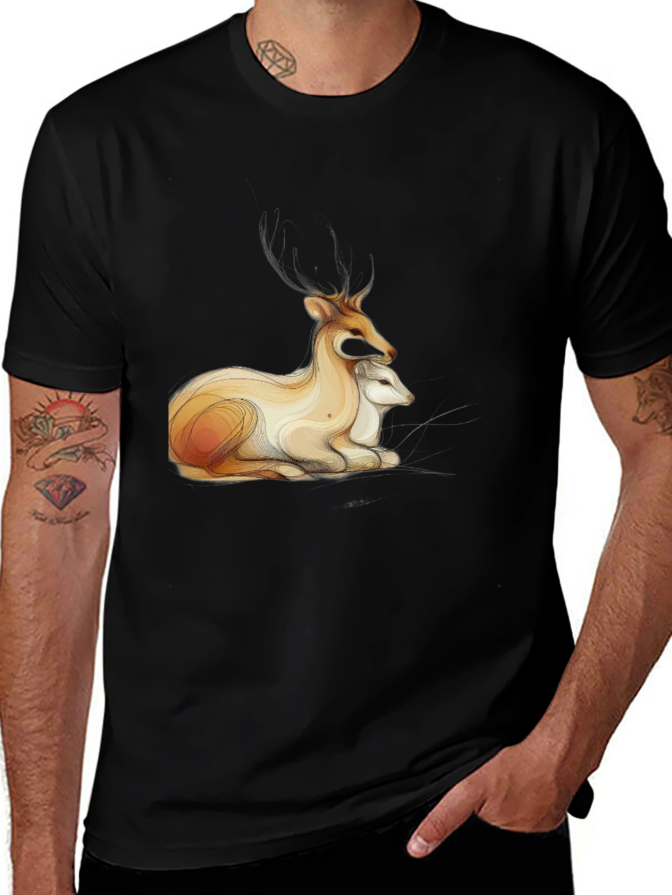 Variant 24 of Deer Lovers Black Tee