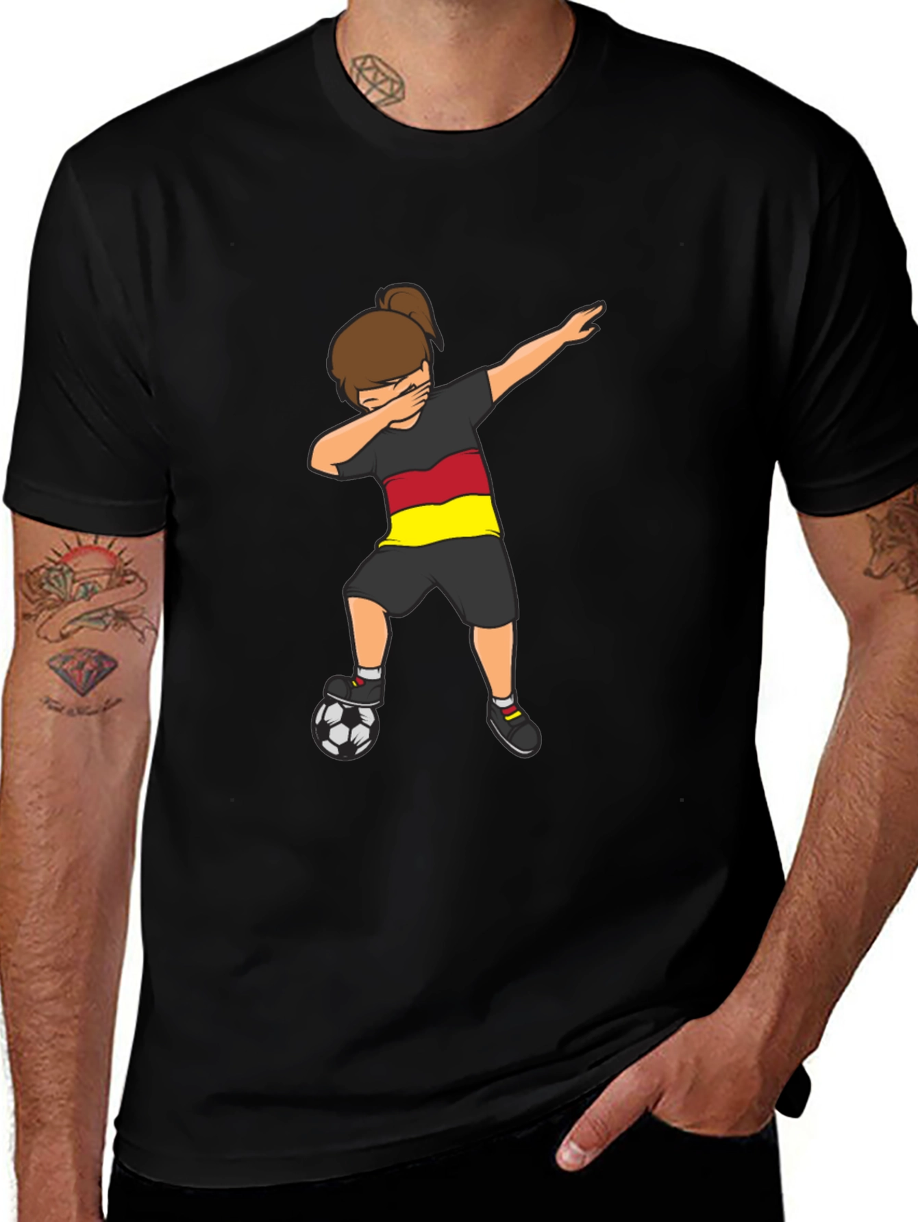 Germany Soccer Dabbing Girl Black T-Shirt