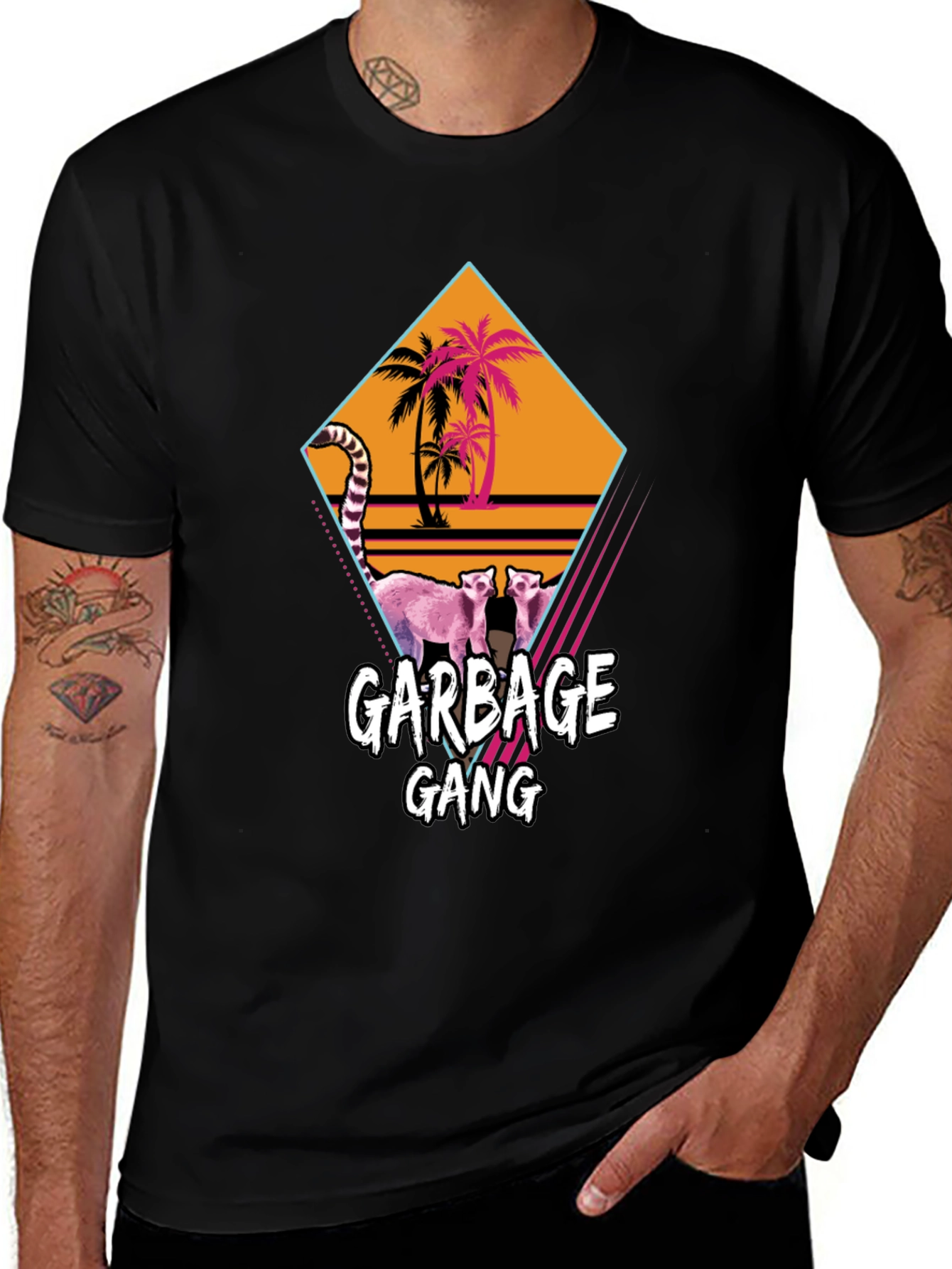 Variant 9 of Garbage Gang Tee - Retro Palm Beach Opossum T-Shirt