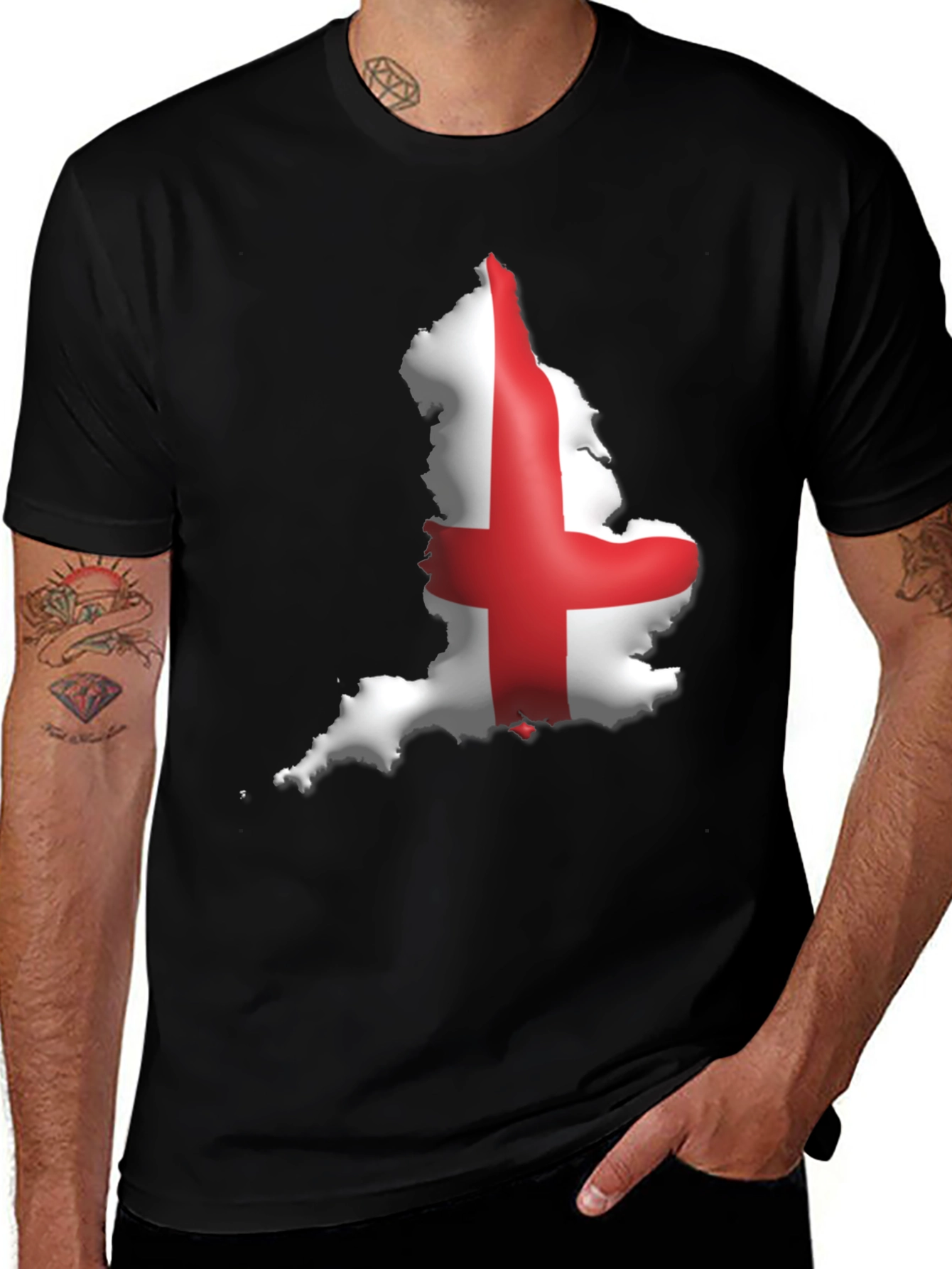 England Flag Map T-Shirt - Black Graphic Tee