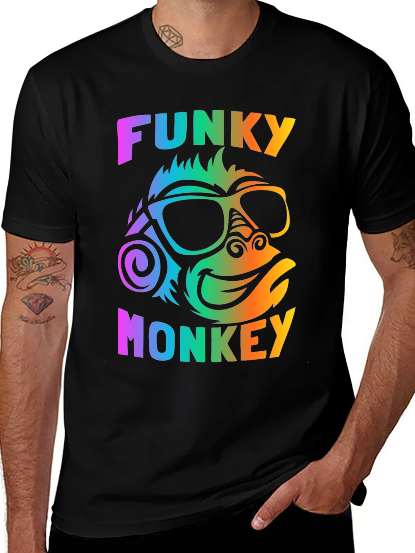 Variant 24 of Funky Monkey Graphic Tee - Vibrant Rainbow Design