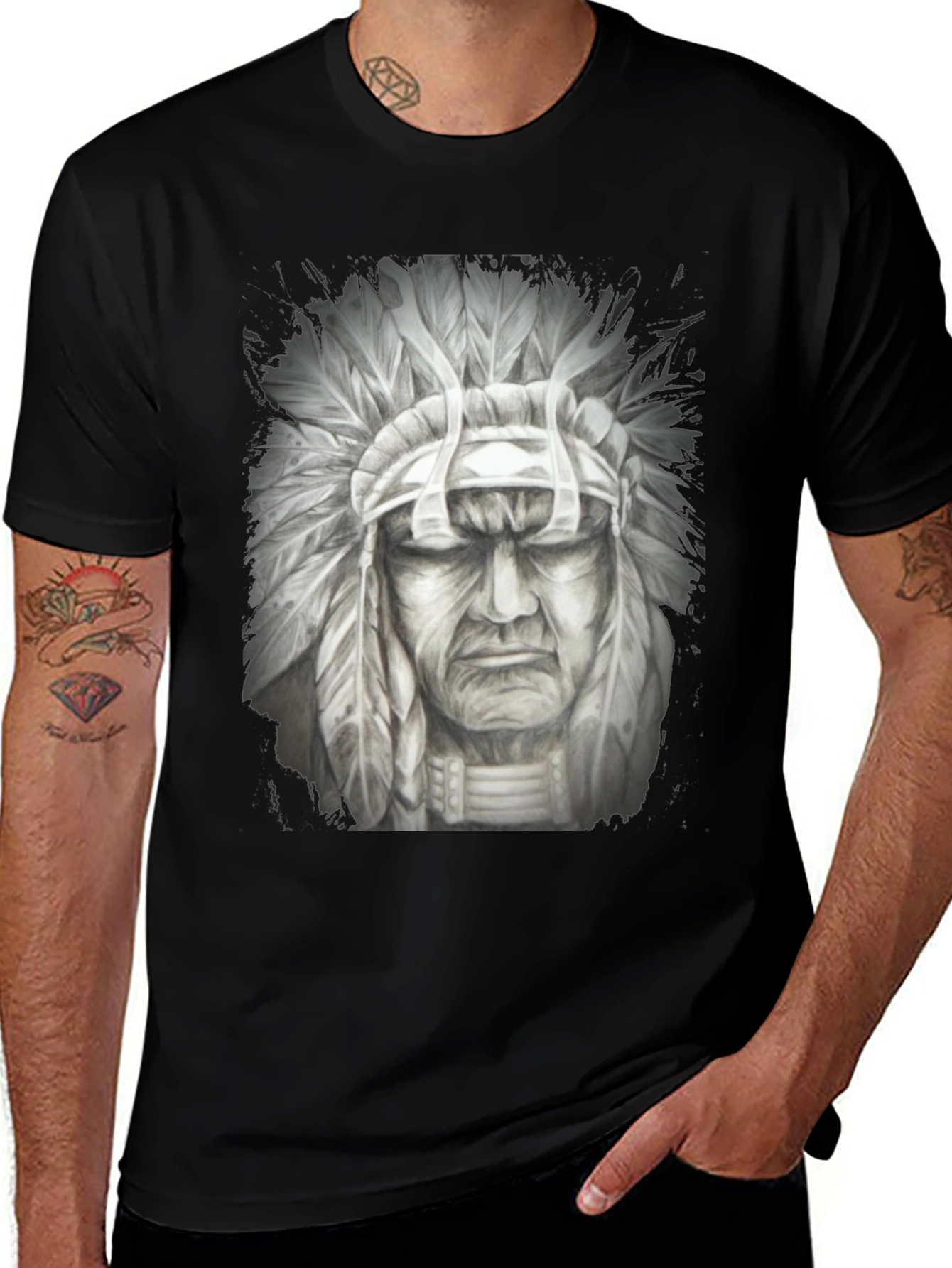 Variant 12 of Native American Chief T-Shirt - Black