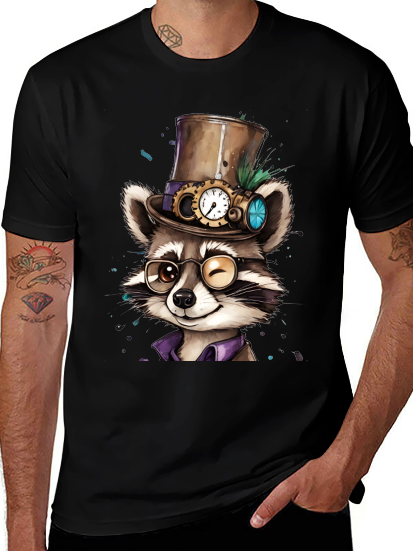 Variant 18 of Steampunk Raccoon Graphic Tee