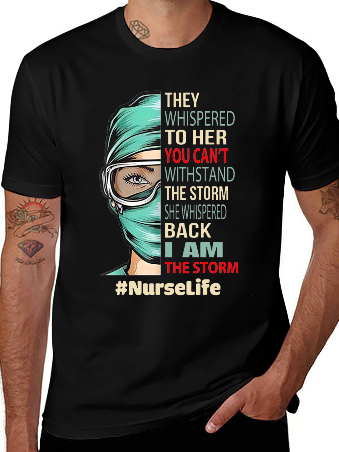 Black Nurse Life T-Shirt - "I Am The Storm" Graphic Tee main image