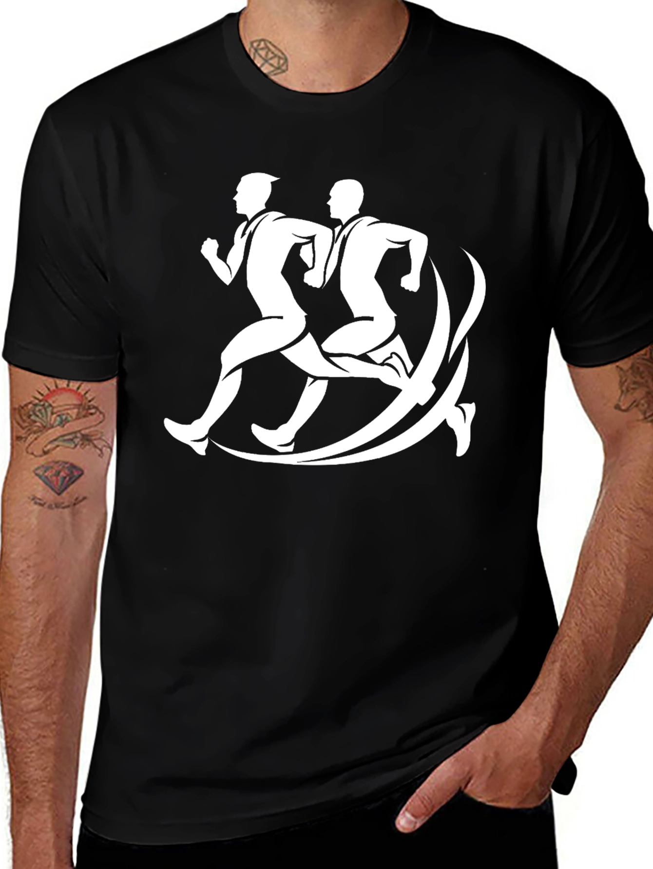 Variant 27 of Men's Runner Graphic Tee - Black Casual Shirt