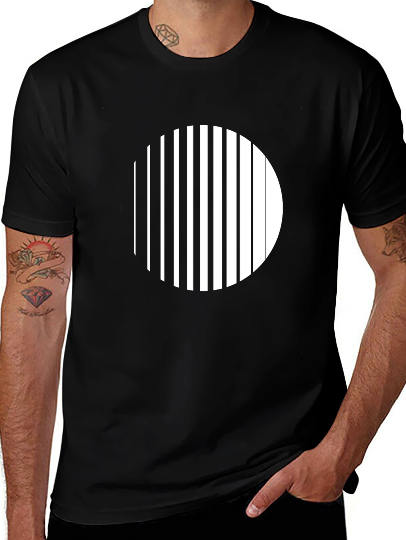 Modern Striped Circle Graphic T-Shirt