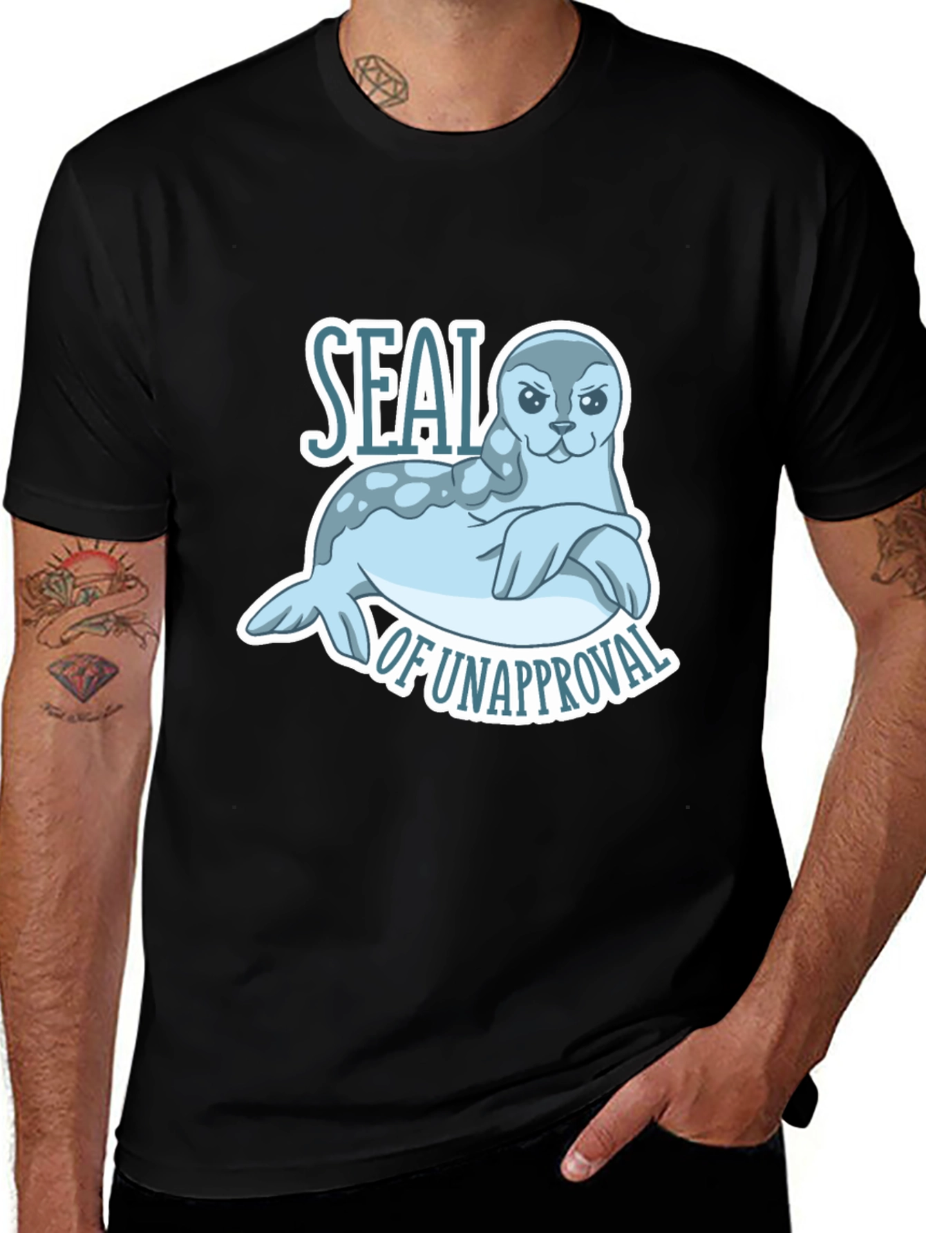 Variant 11 of Seal of Unapproval Graphic Tee - Men's Black T-Shirt