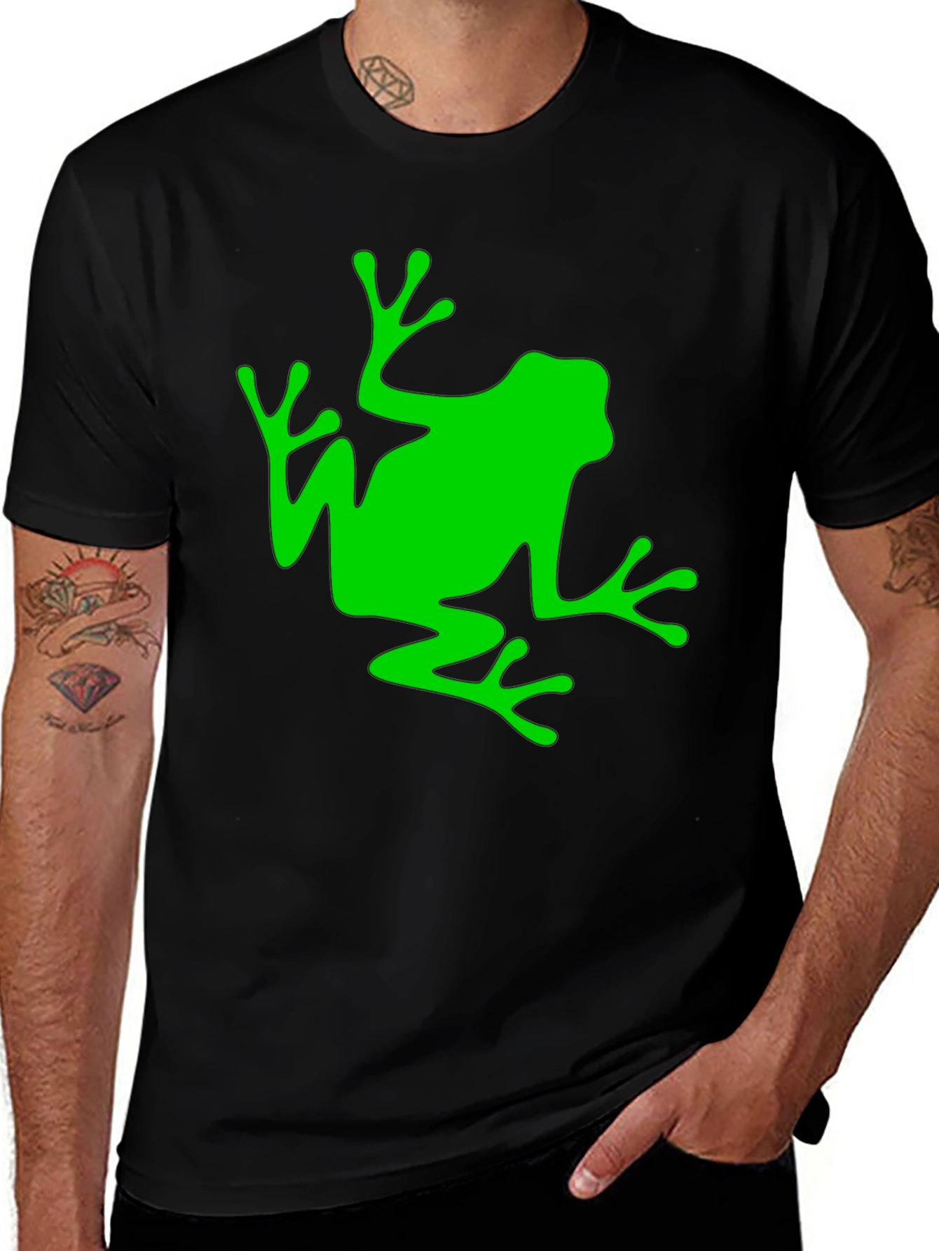 Black Frog Graphic Tee - Black Cotton Blend Shirt main image