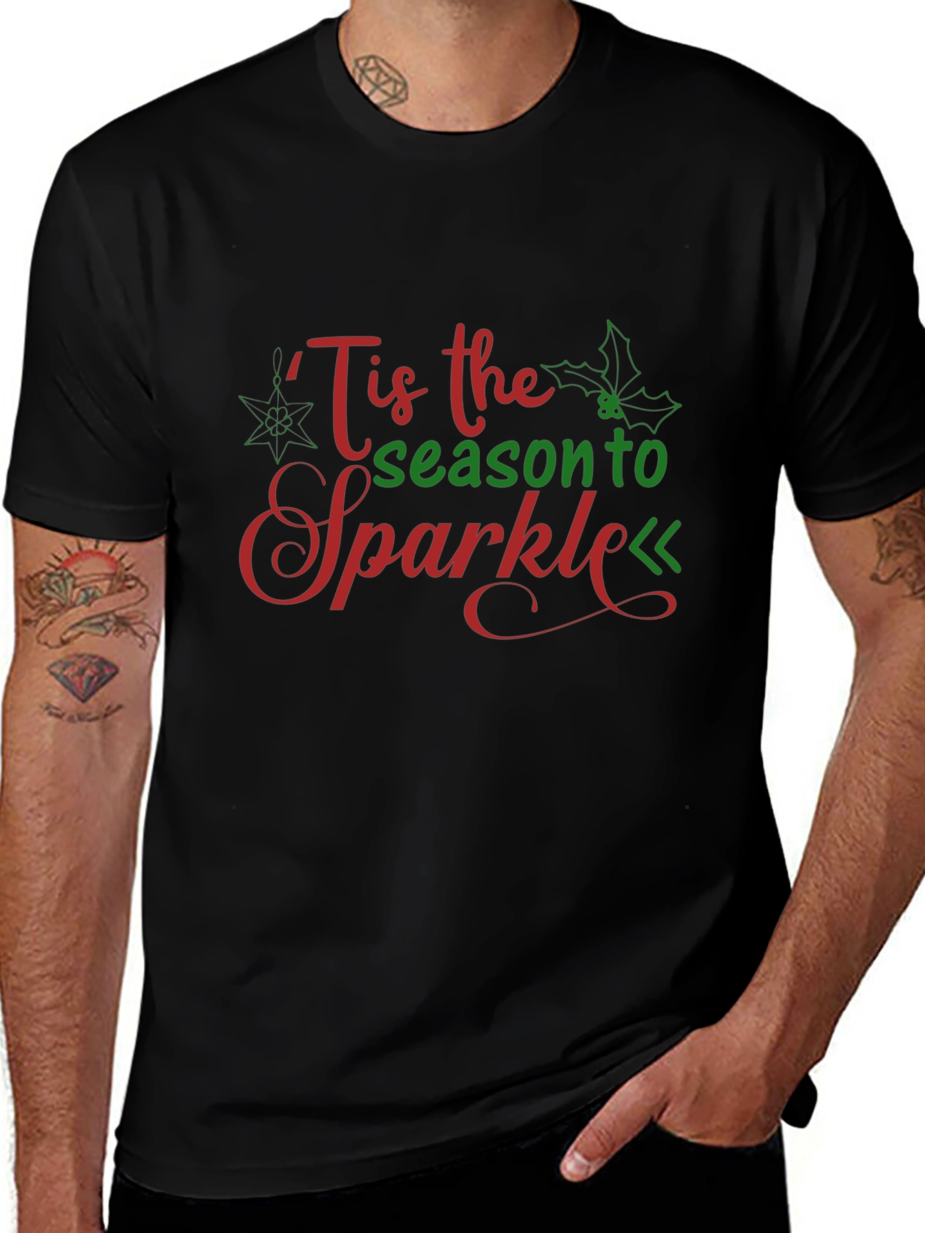 Variant 16 of 'Tis the Season to Sparkle' Graphic Black T-Shirt