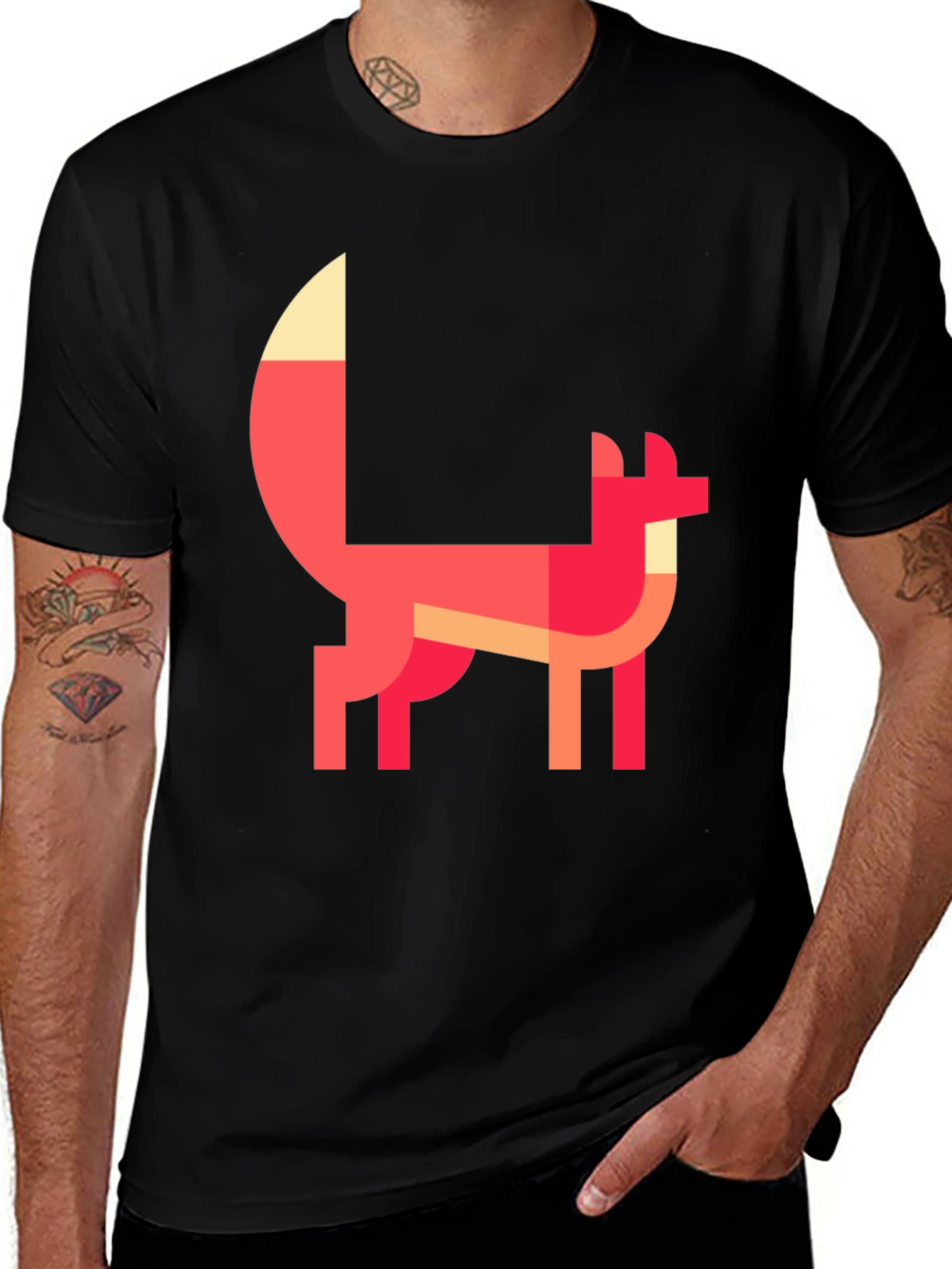 Variant 8 of Geometric Fox Graphic Tee - Stylish Black T-Shirt