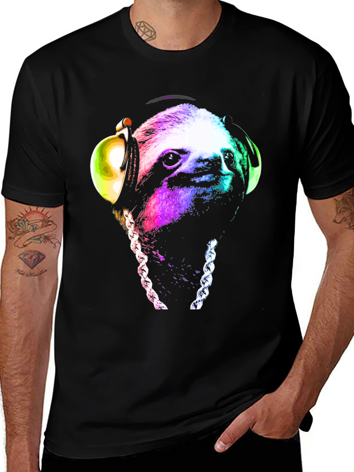 Variant 10 of Sloth DJ T-Shirt - Cool Graphic Tee