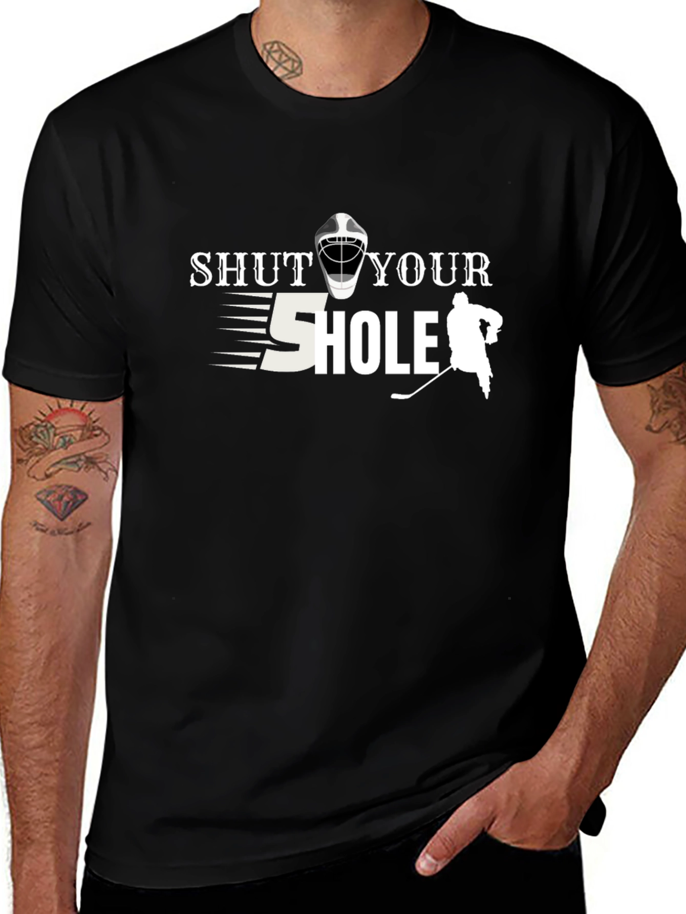 Variant 5 of Shut Your 5 Hole Hockey T-Shirt - Funny Graphic Tee