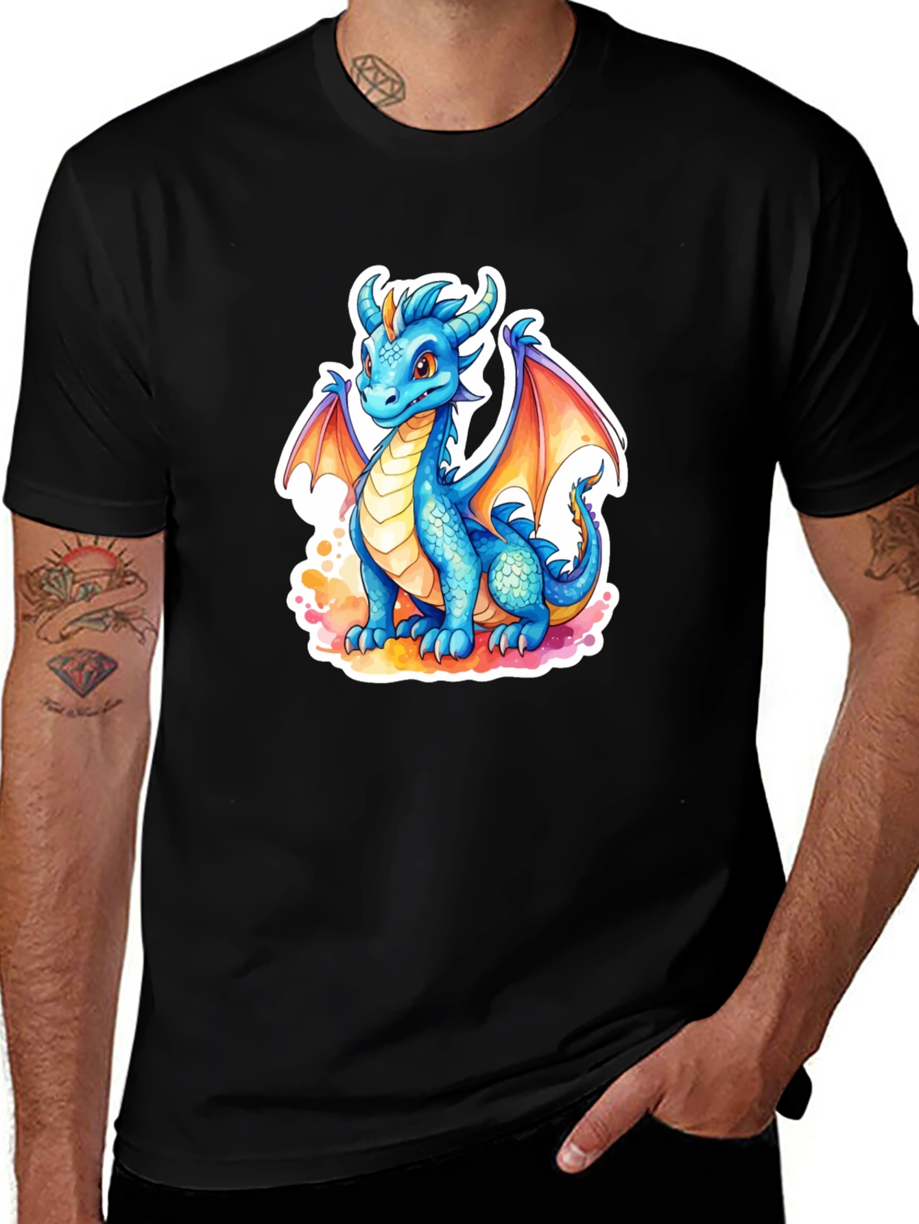Variant 17 of Cute Blue Dragon Graphic Tee - Fantasy T-Shirt