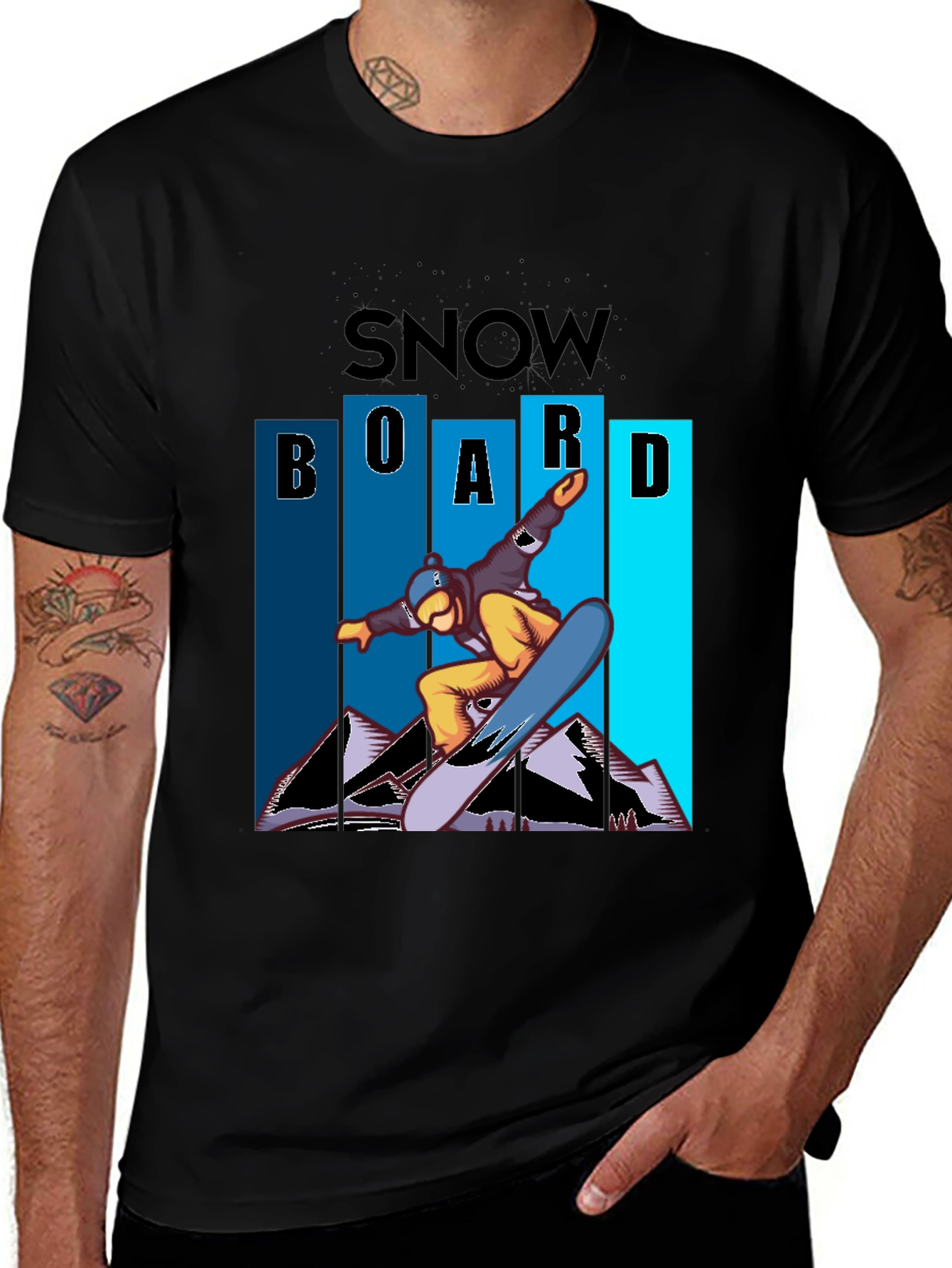 Variant 9 of Snowboard Graphic Tee - Cool Black Shirt