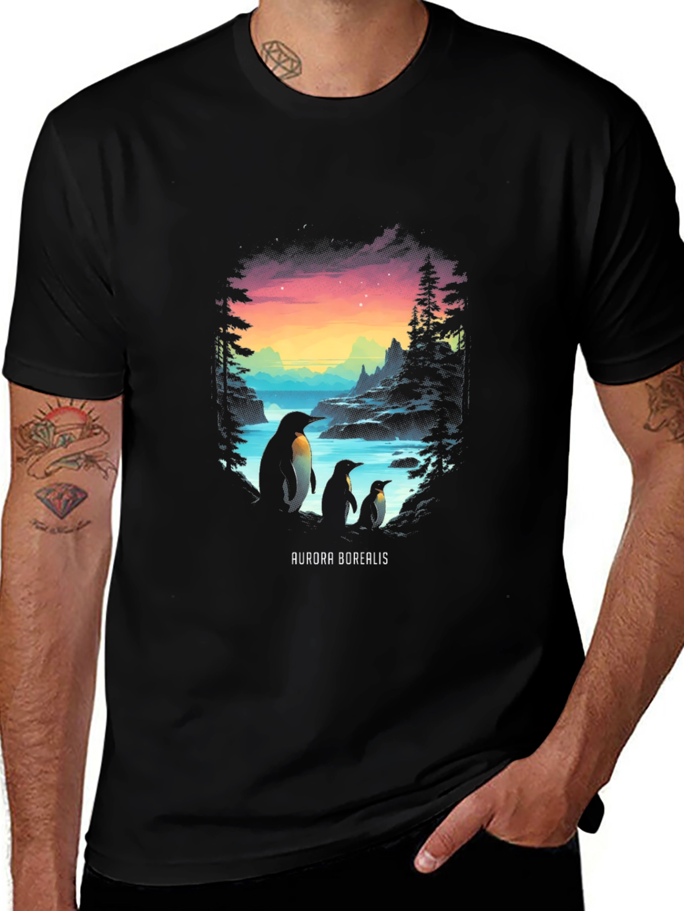 Variant 8 of Aurora Borealis Penguin T-Shirt