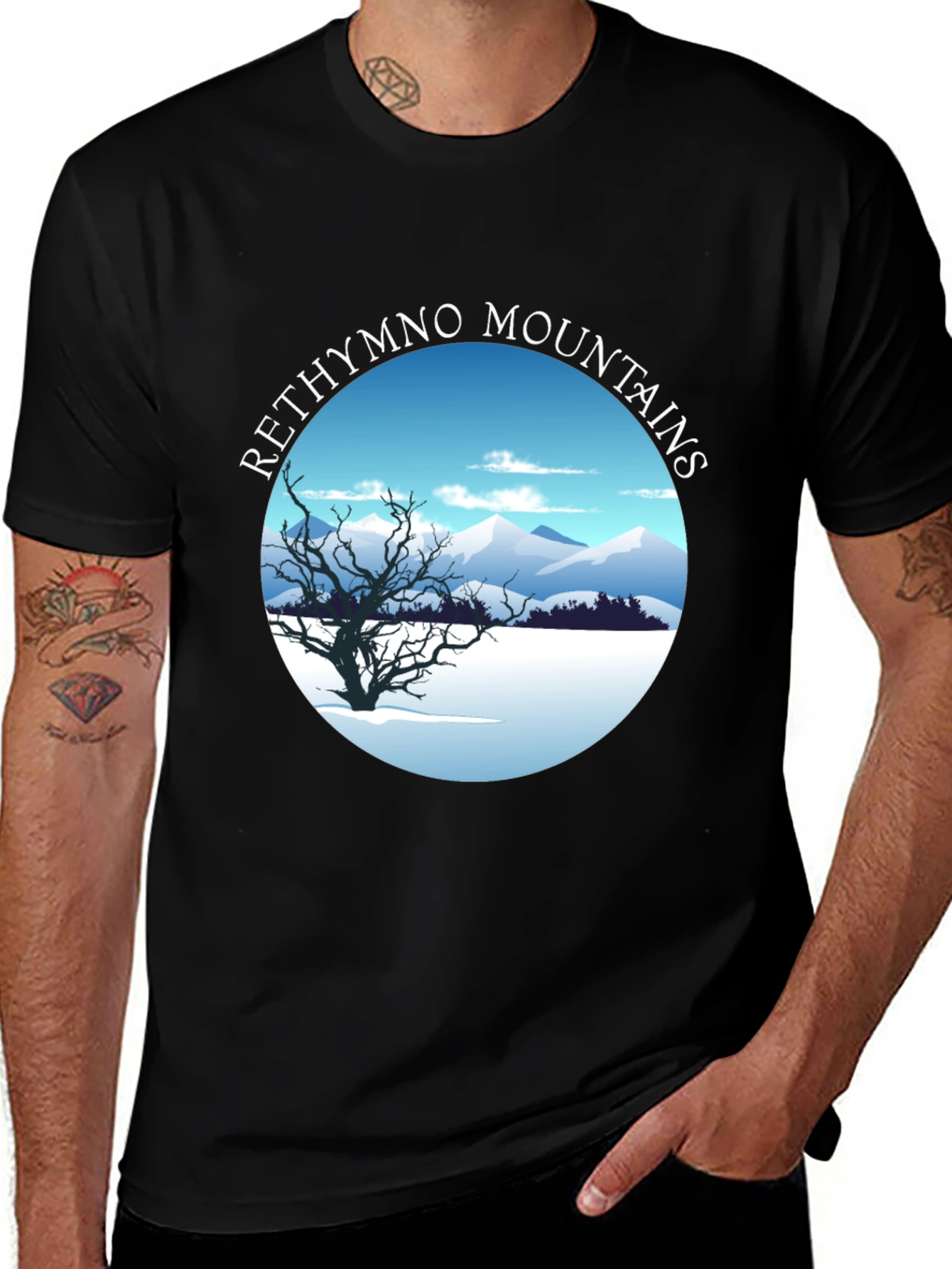Variant 25 of Rethymno Mountains Graphic T-Shirt - Black