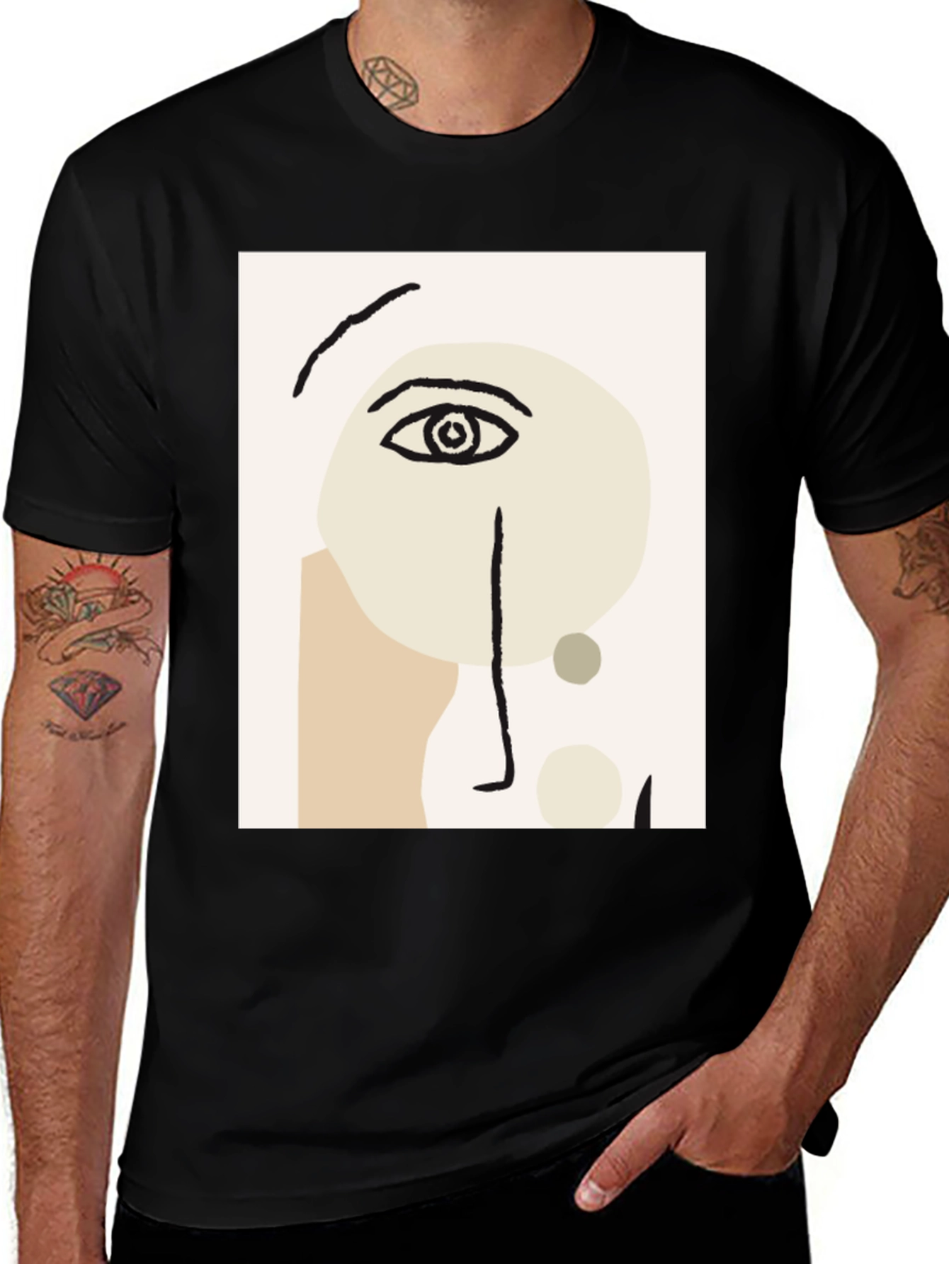 Variant 15 of Abstract Face Graphic Tee - Modern Art T-Shirt