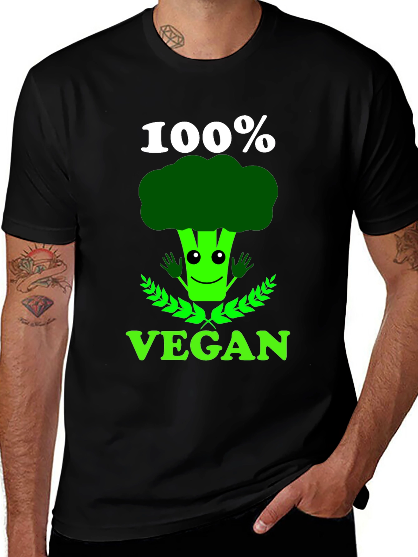 Variant 21 of Vegan Broccoli T-Shirt: 100% Vegan Funny Tee
