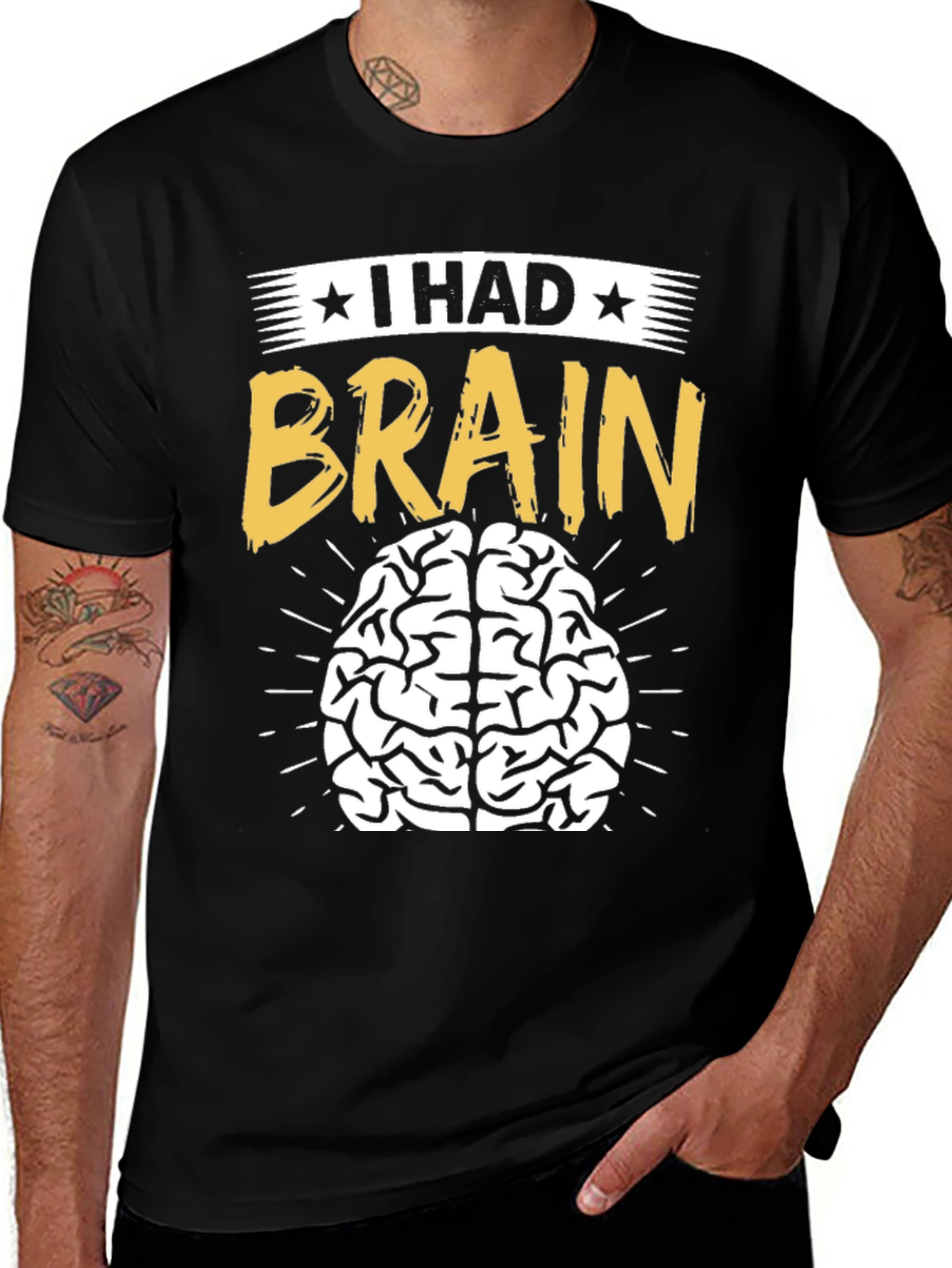 Variant 24 of I Had Brain T-Shirt - Funny Graphic Tee