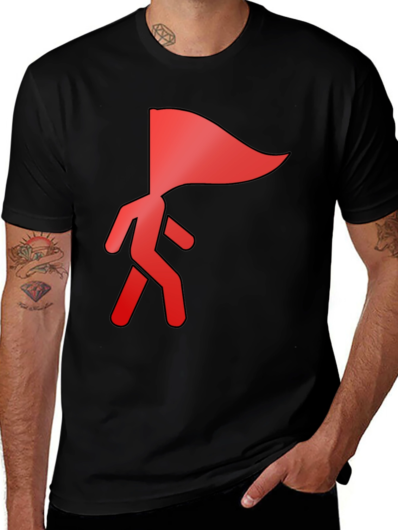 Variant 15 of Red Flag Man Black Tee - Unique Graphic T-Shirt