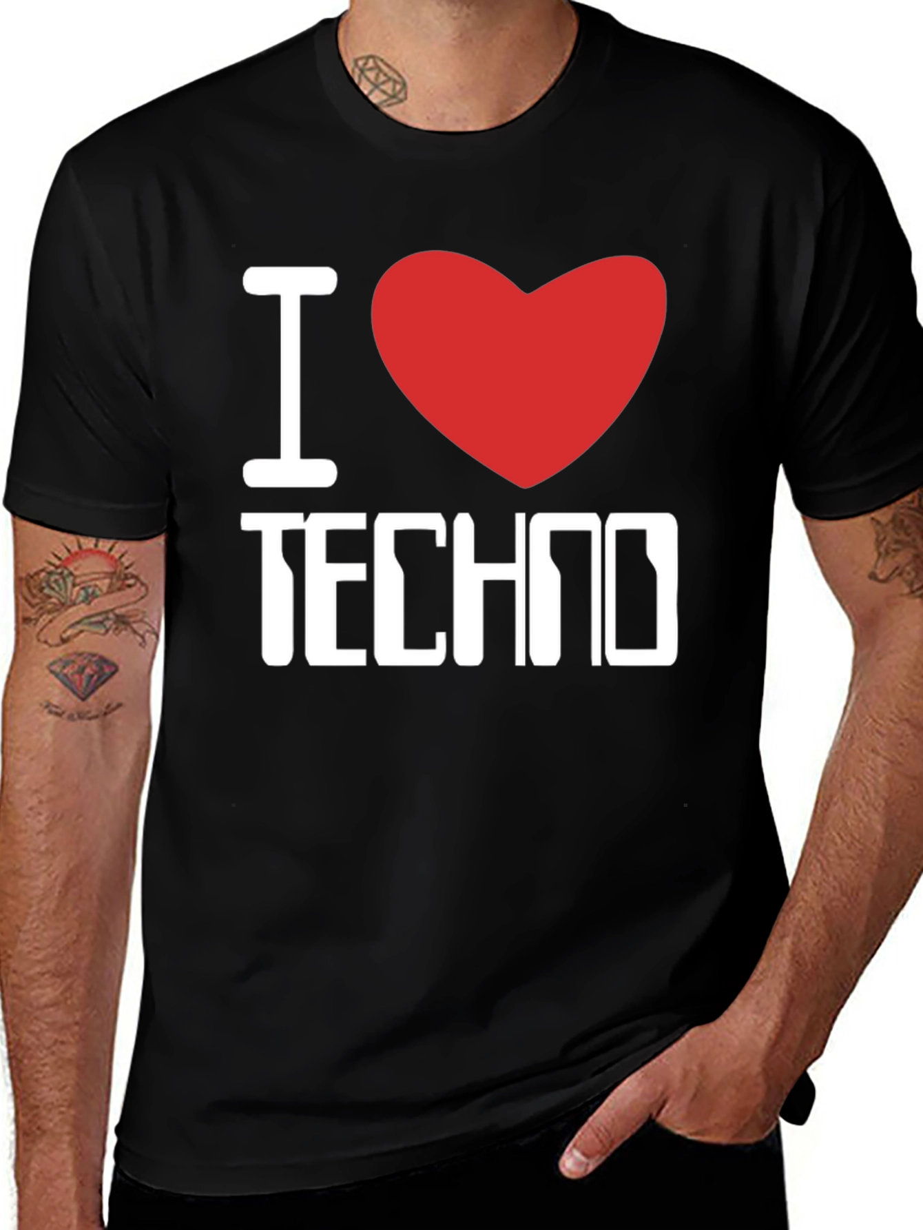 Variant 5 of I Love Techno Graphic T-Shirt - Music Lover Tee