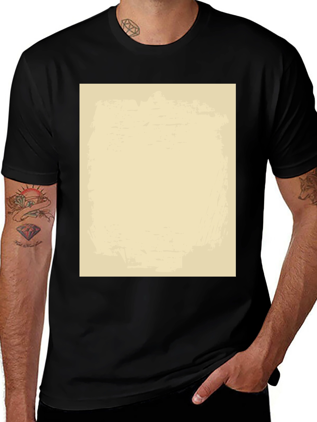 Variant 13 of Black Graphic T-Shirt - Beige Design