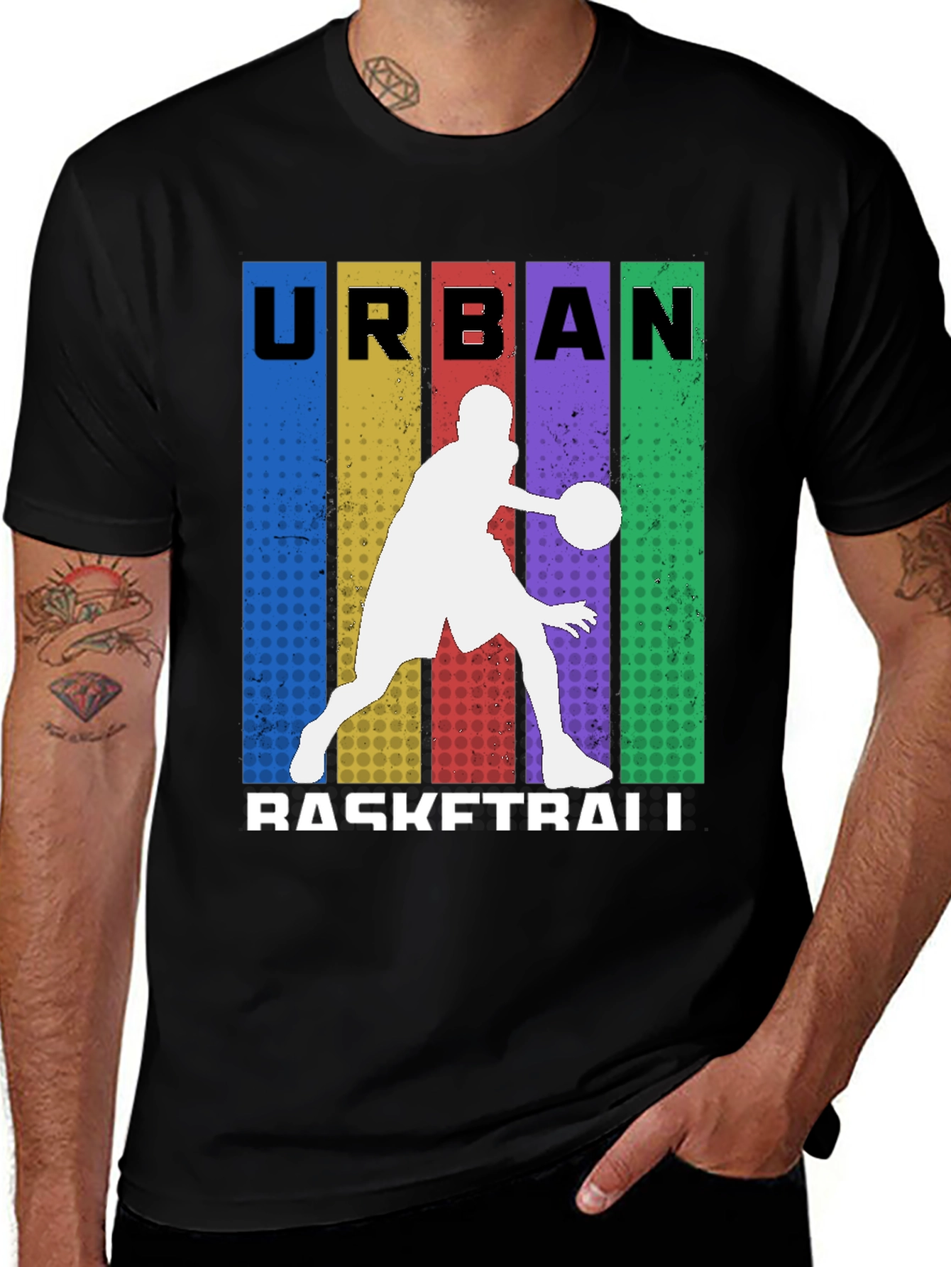 Variant 21 of Urban Basketball Graphic Tee - Black