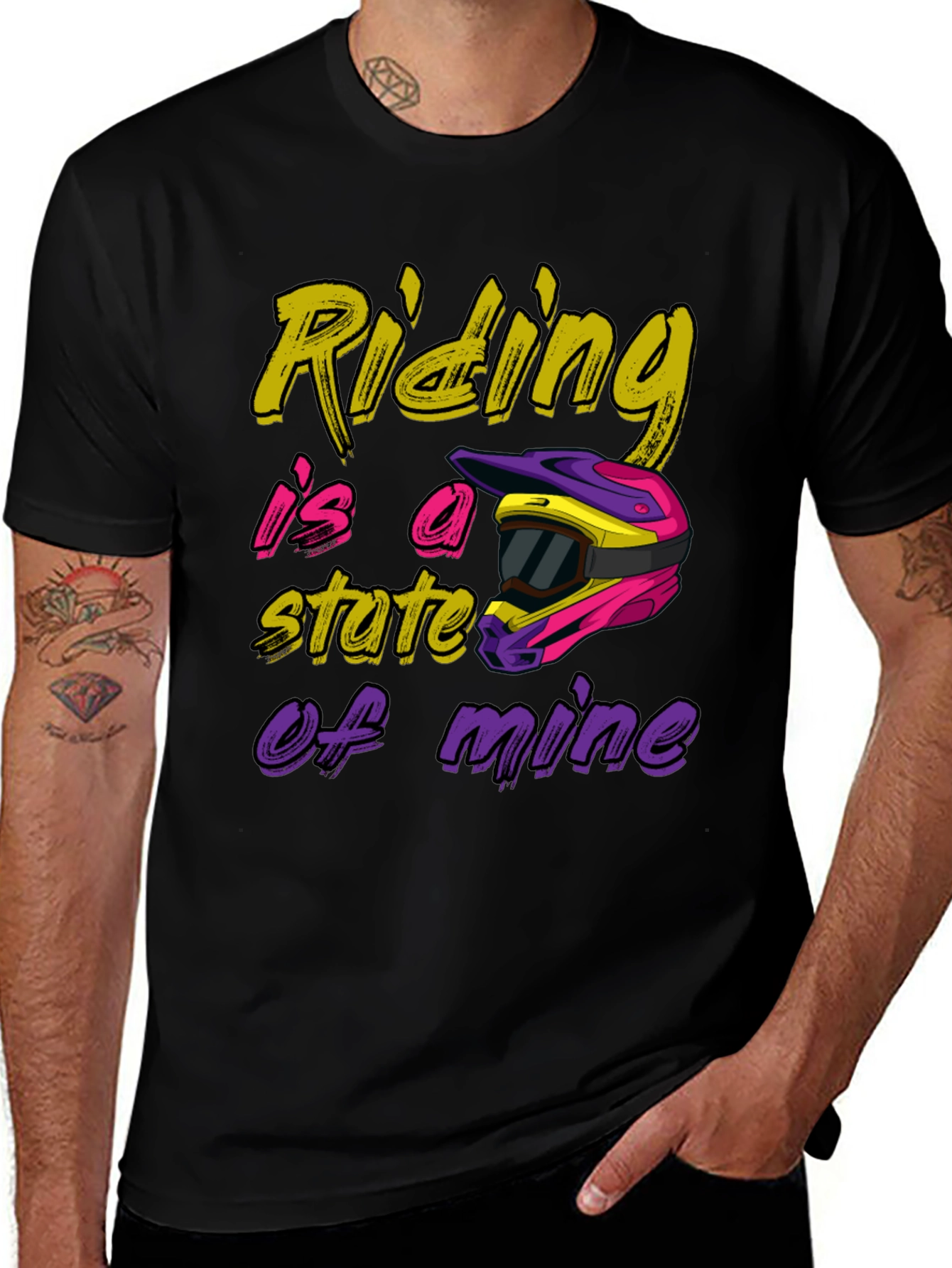 Variant 2 of Riding is a State of Mind Black T-Shirt