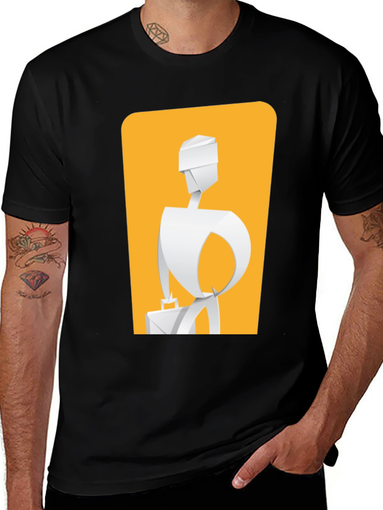 Variant 17 of Modern Art Graphic Tee - Unique Paper Figure Design